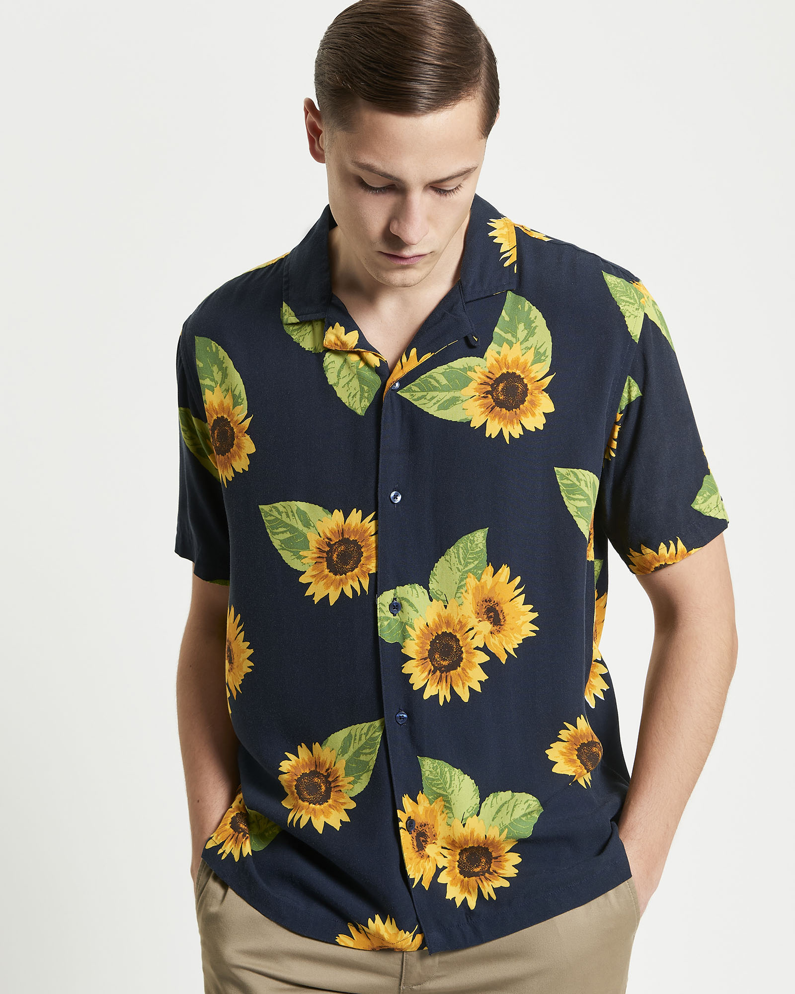 Sunflower Print Short Sleeve Shirt