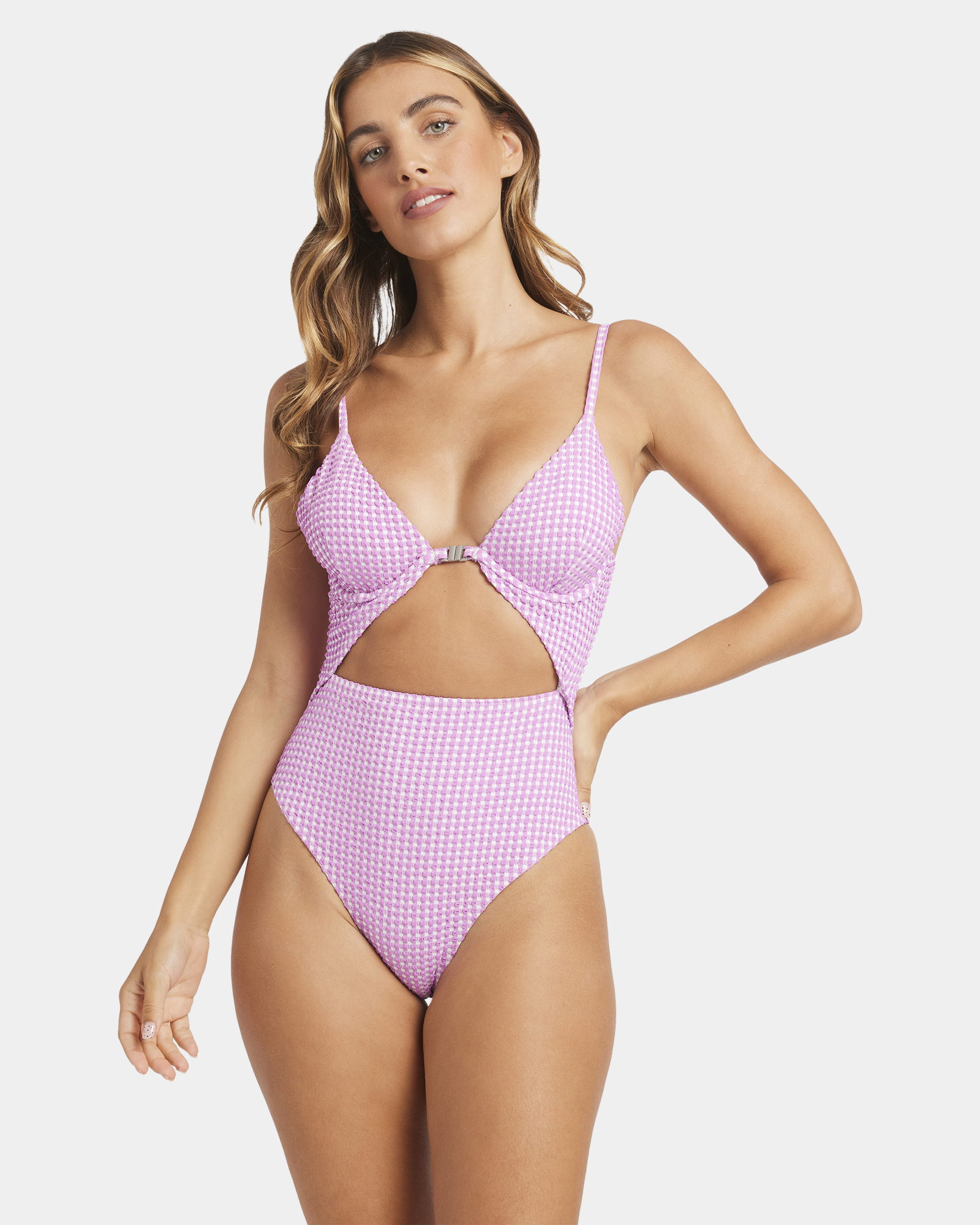 Womens Mini Wave Check Kaia One Piece Swimsuit