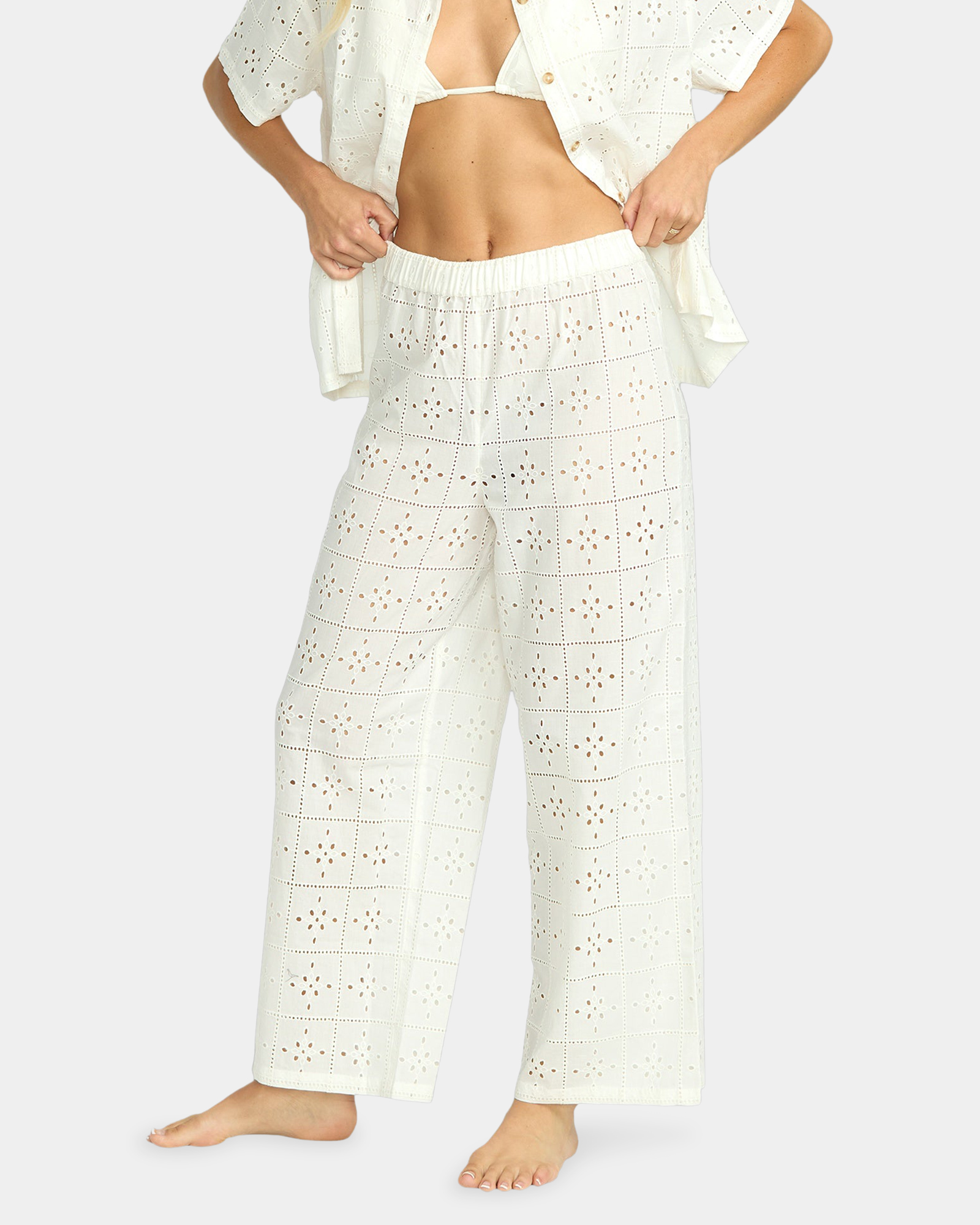 Womens Eyelet Crush Cover Up Pants
