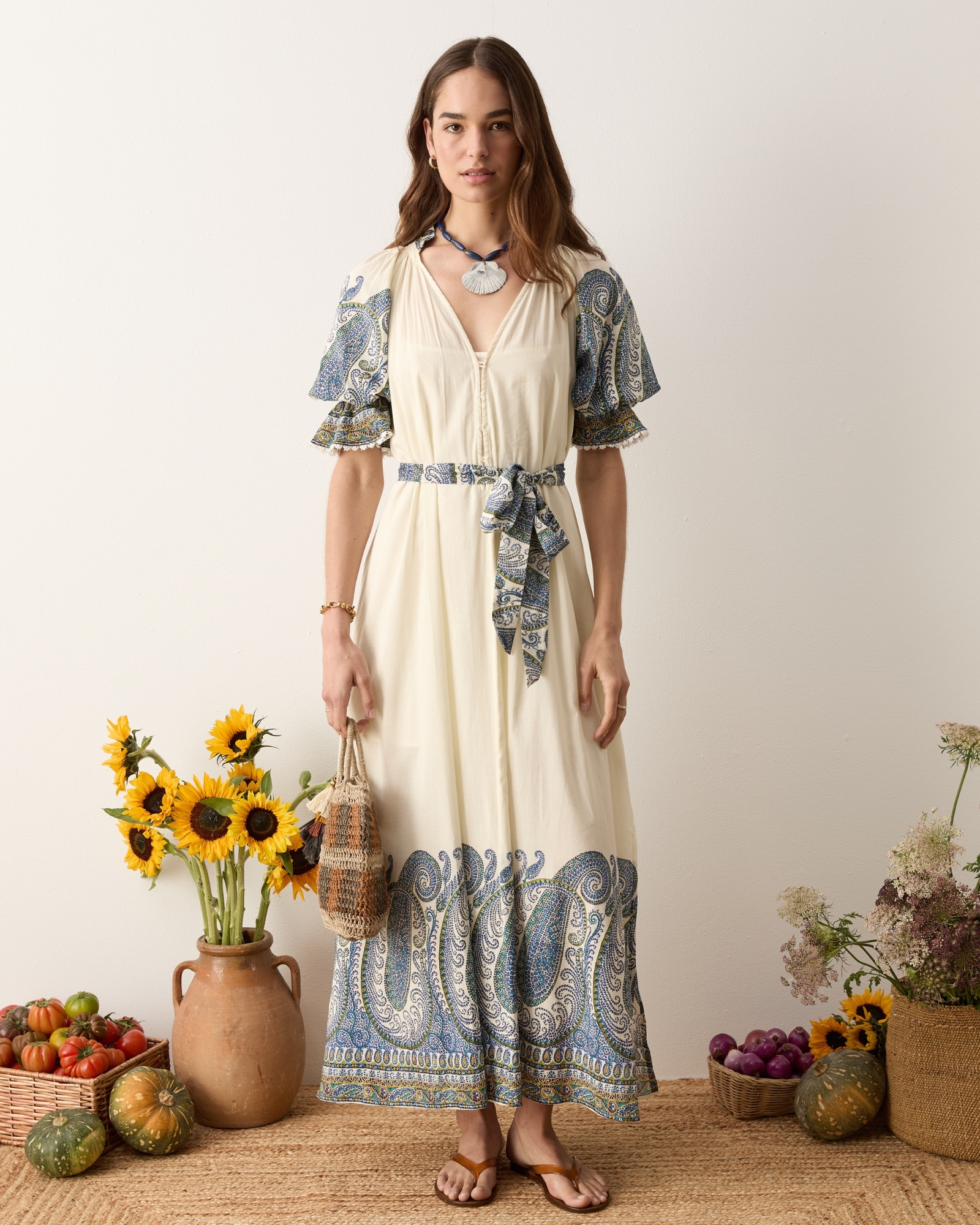 Arcadia Paisley Puff Sleeve Maxi Dress