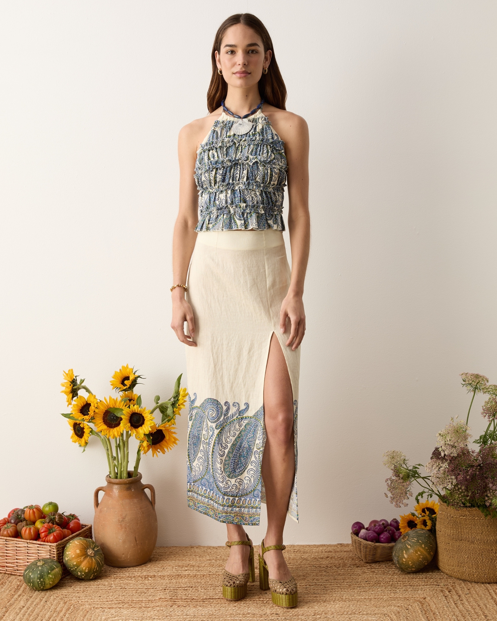 Arcadia Paisley Maxi Skirt With Split