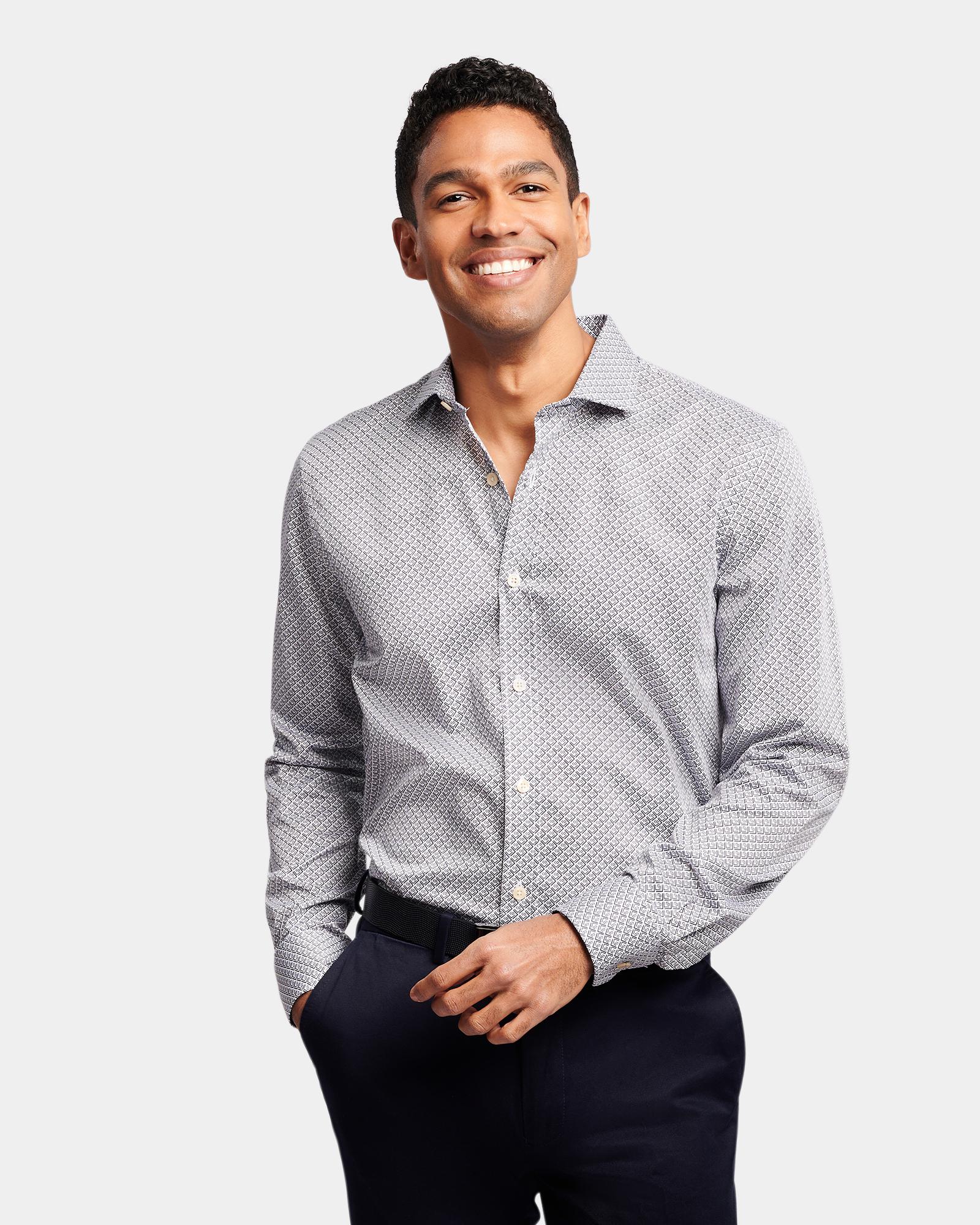 ABSTRACT PRINT SLIM FIT DRESS SHIRT
