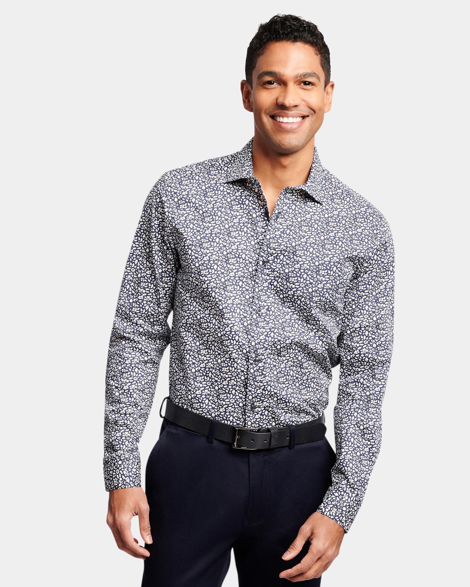 ABSTRACT FLORAL PRINT REG FIT BUSINESS SHIRT