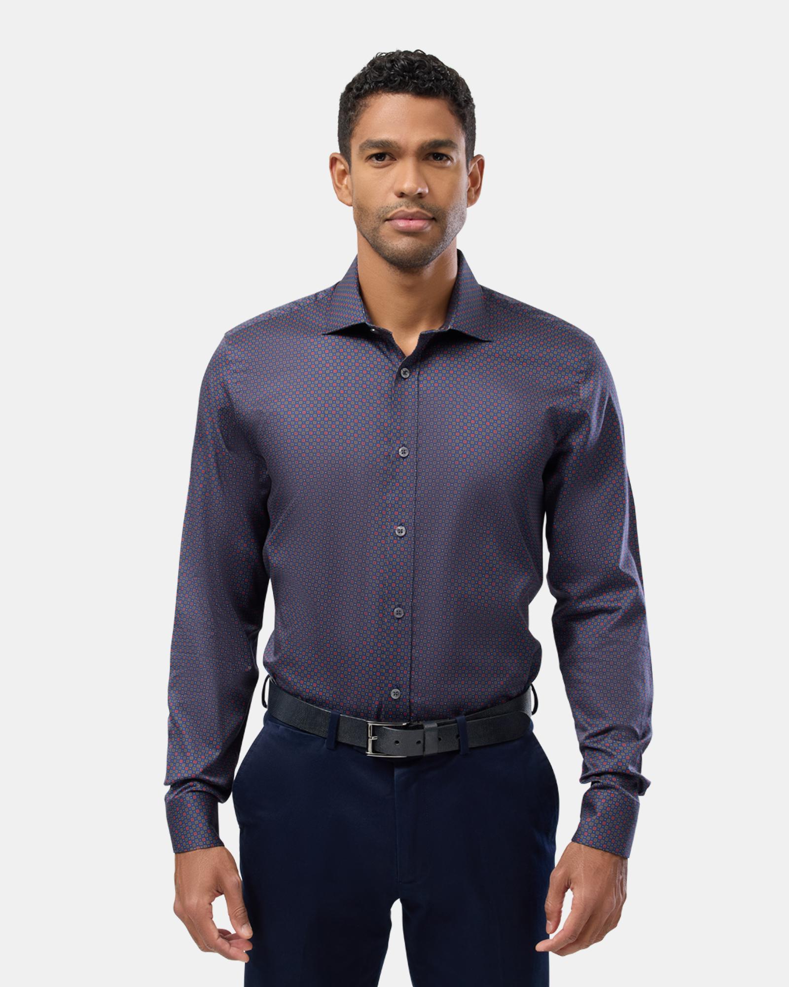 Geo Floral Print Slim Fit Dress Shirt