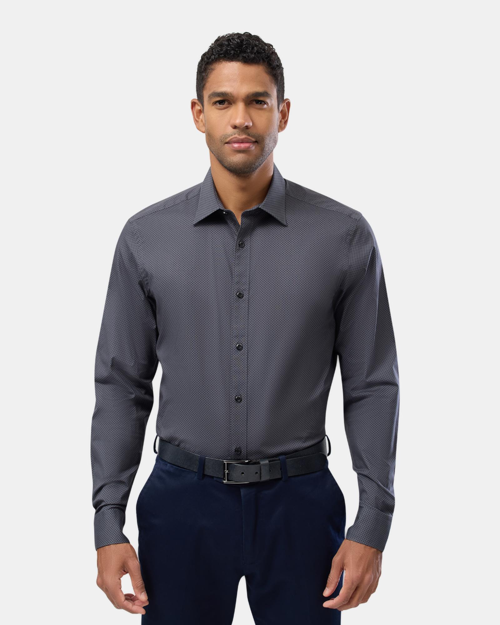 Dot Print Reg Fit Stretch Business Shirt