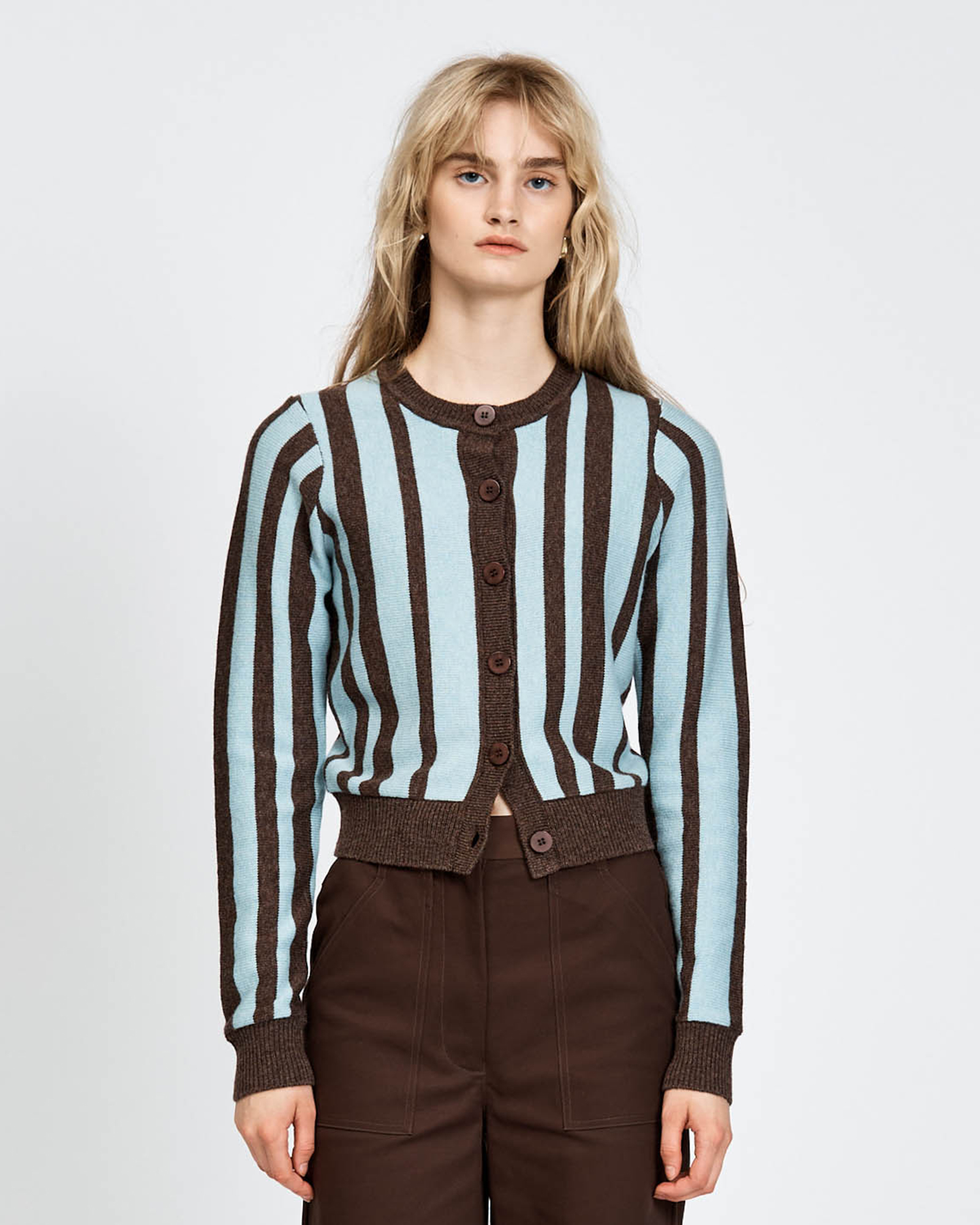 Havu Cardigan Brown Stripe