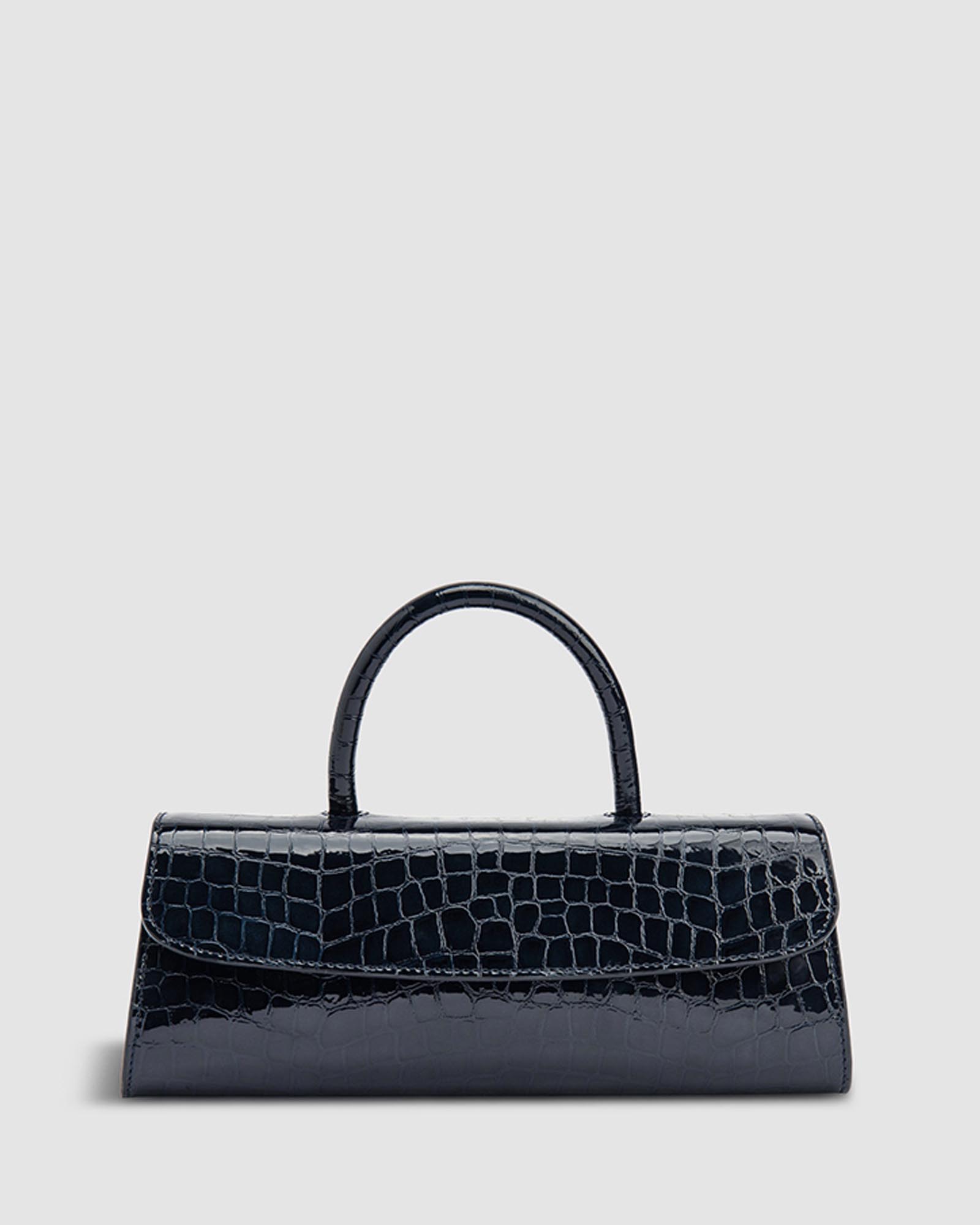 Mini Longa Croco Embossed Leather Bag