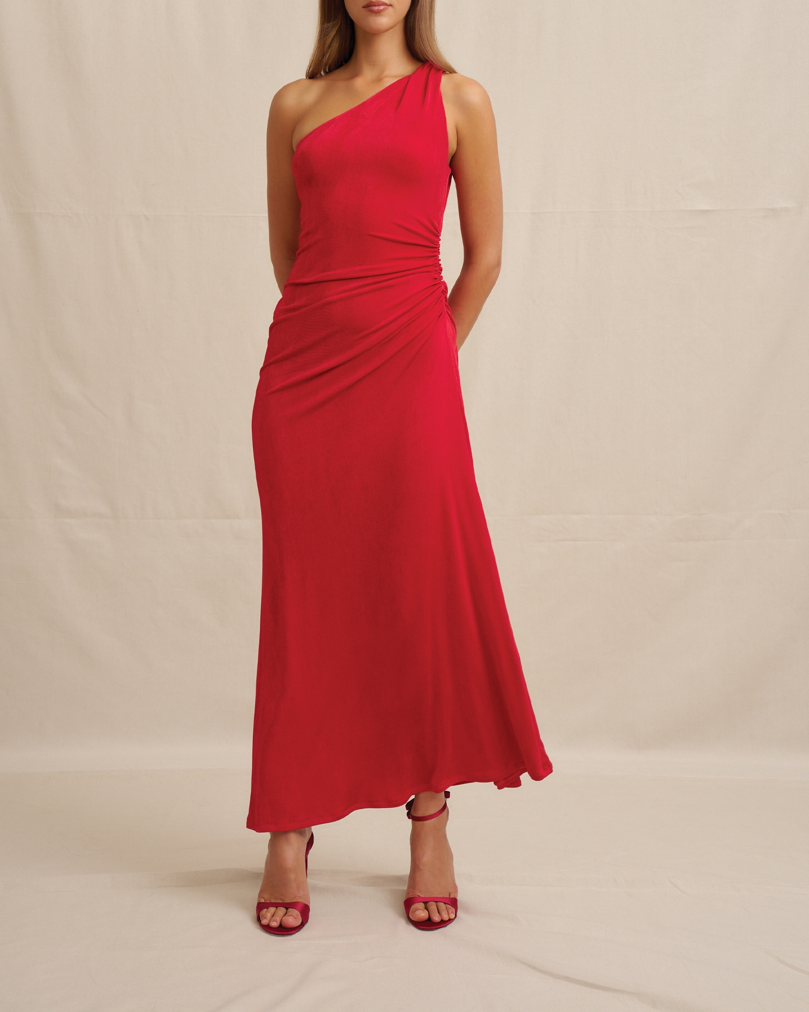 Carmine One Shoulder Dress