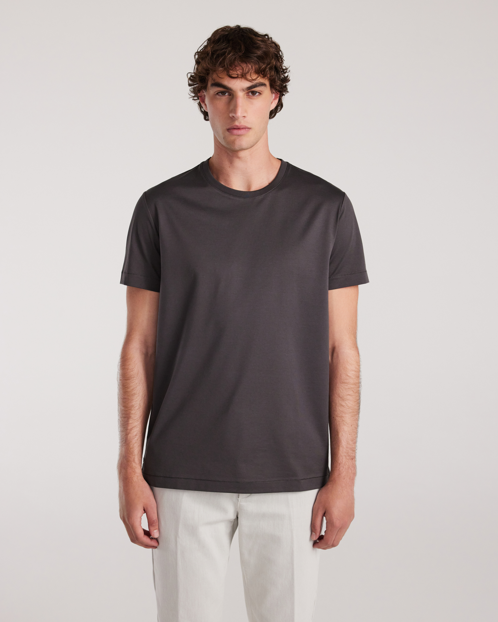 Mercerised Crew T-shirt Steel Grey
