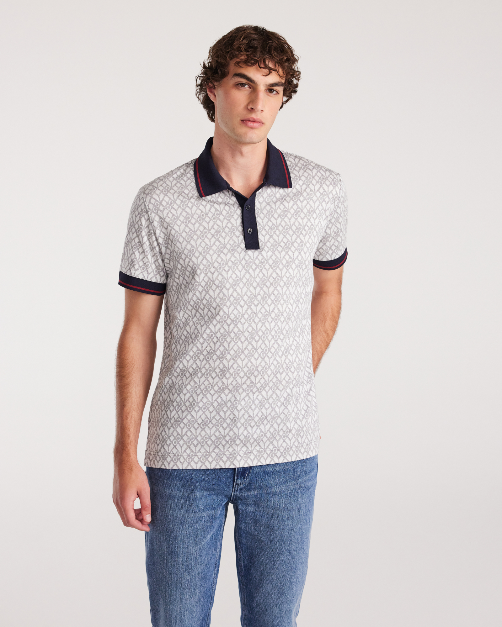 Monogram Jacquard Polo Silver
