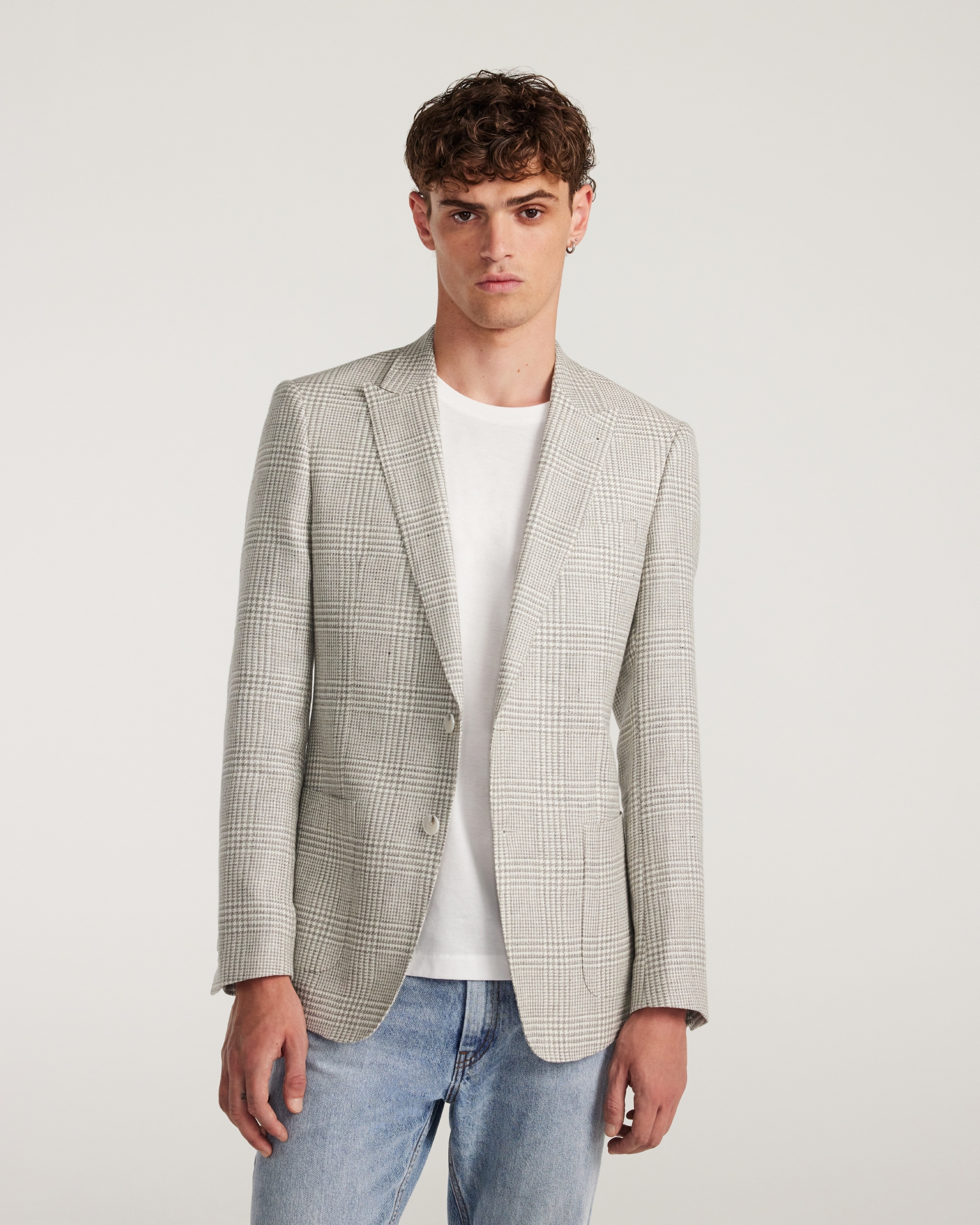 Wool Linen Check Blazer