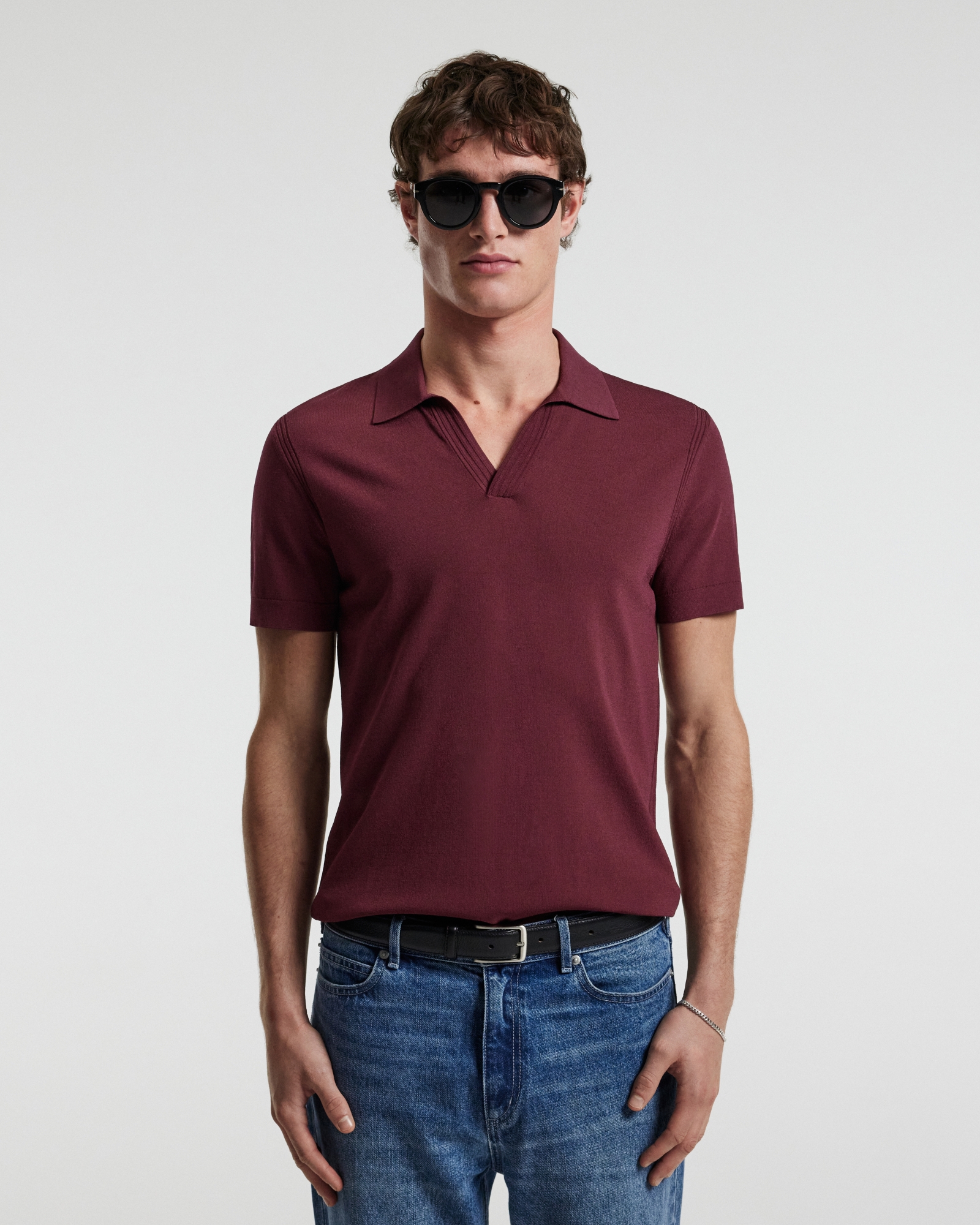 Tech Shoulder Trim Polo Wine