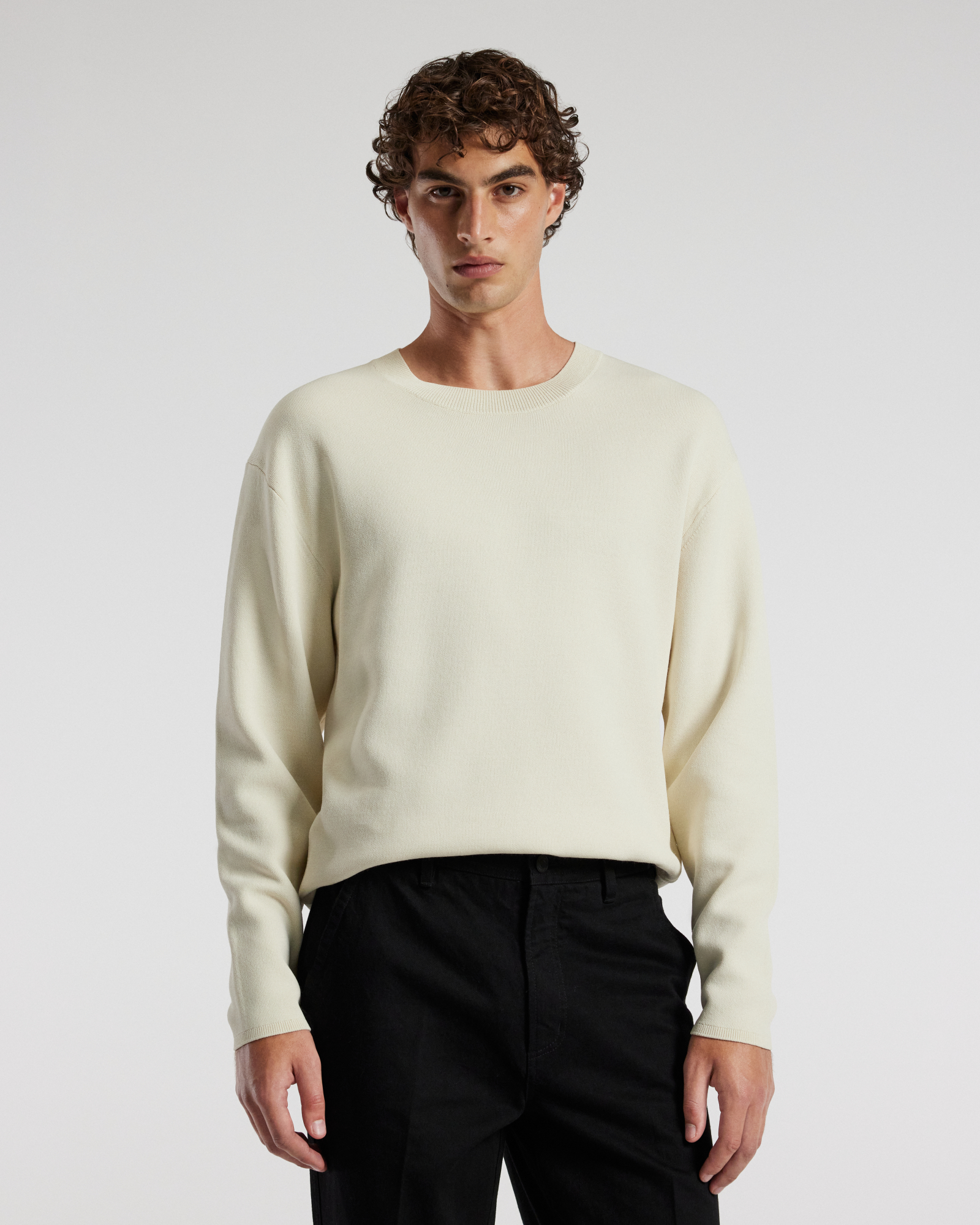 Relaxed Crew Neck Sweater Bone