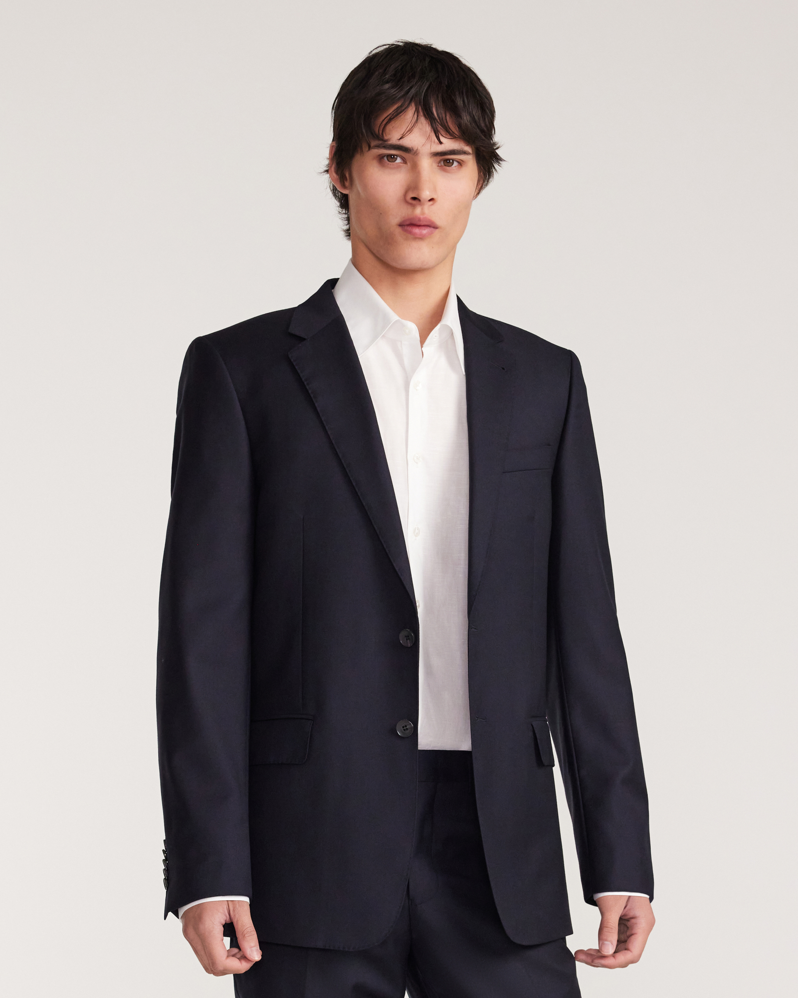 Wool Twill Suit Jacket Navy Dark