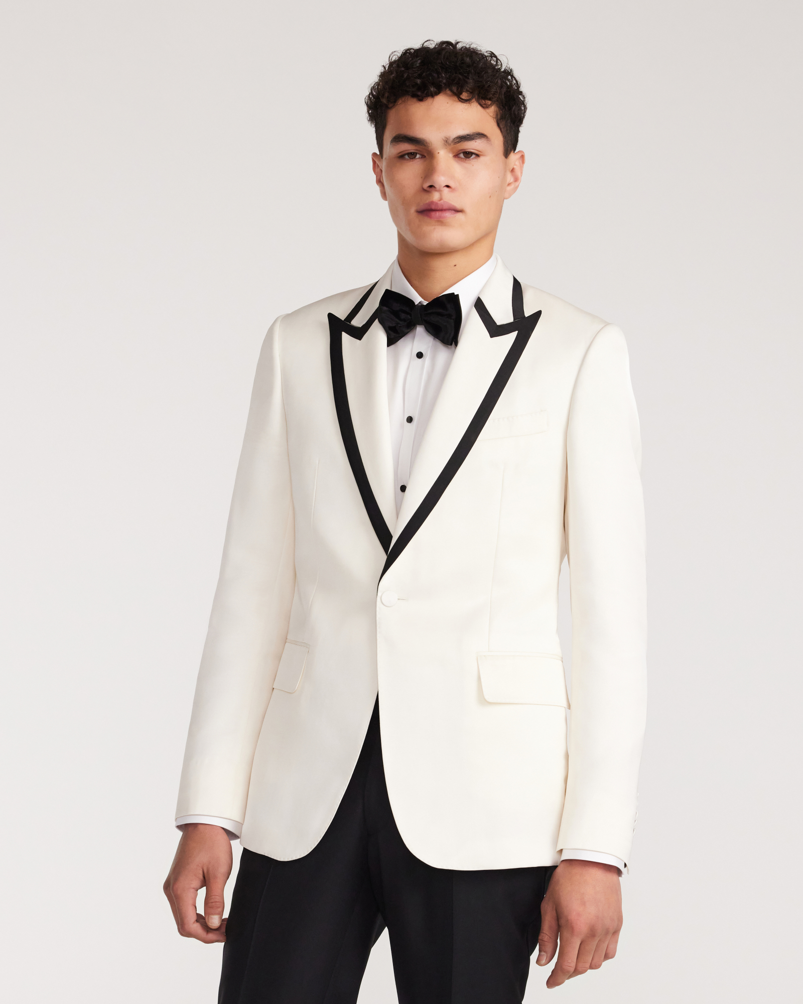 Lapel Detail Tuxedo Jacket Ivory