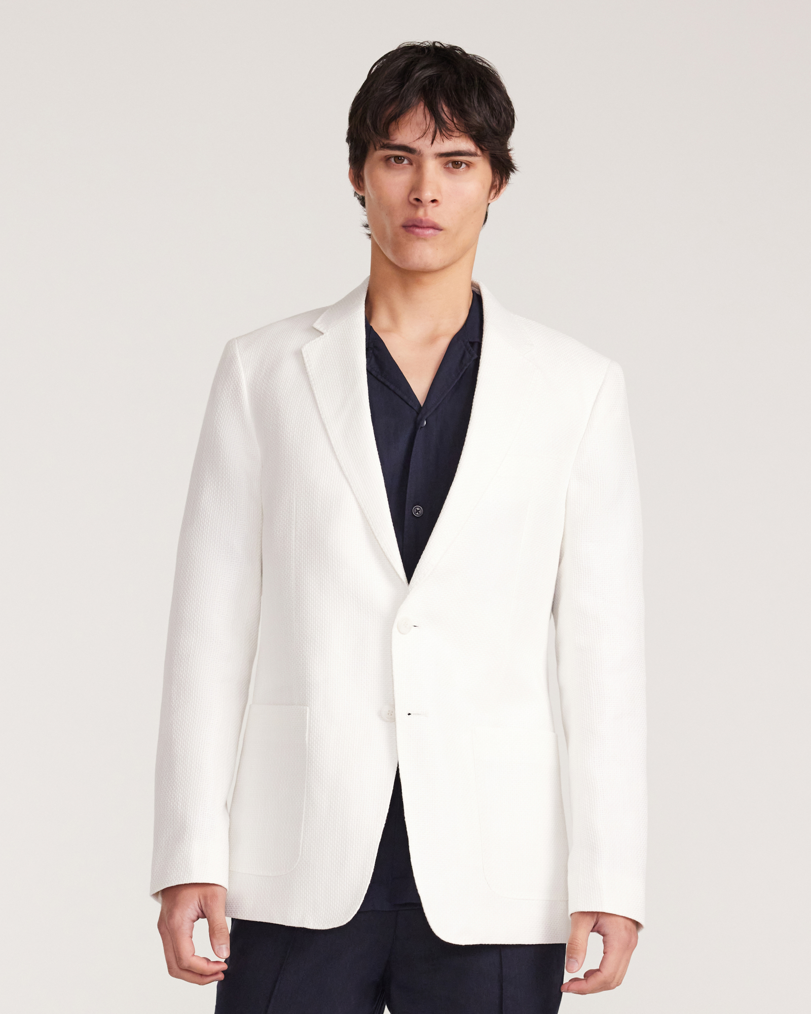 Basketweave Blazer White
