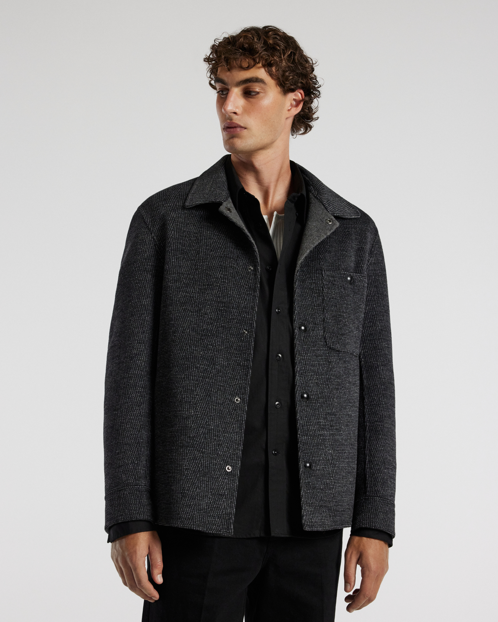 Double Face Shirt Jacket Charcoal