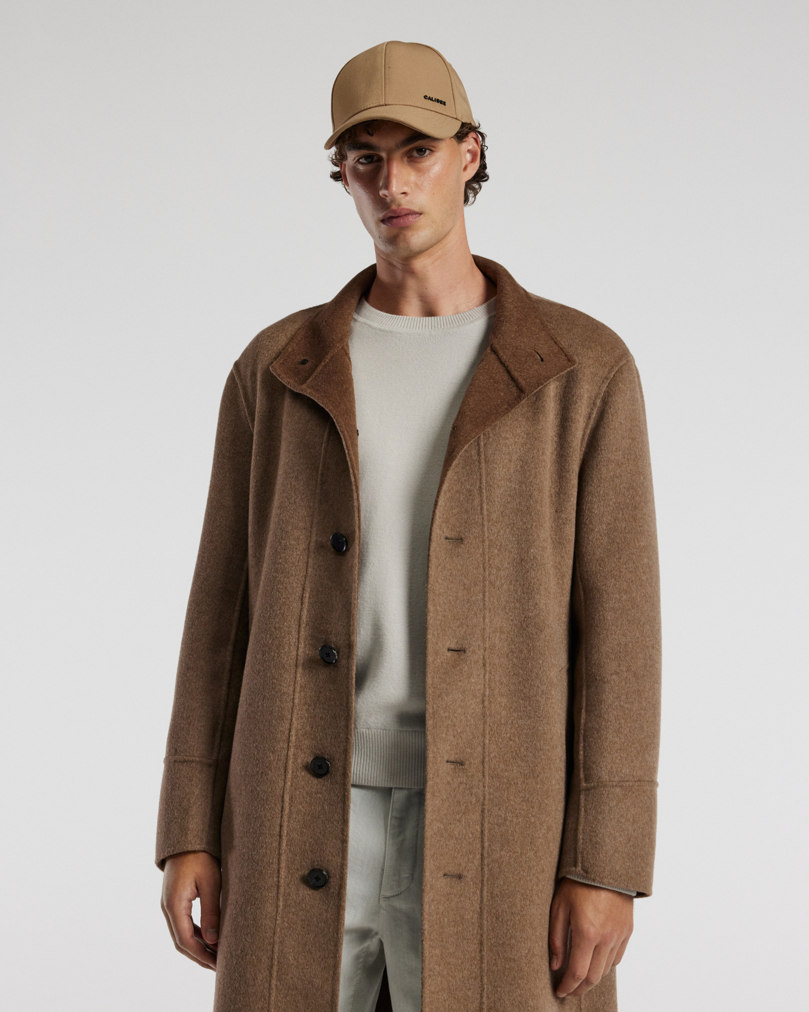 Double Face Funnel Neck Coat Beige Combo