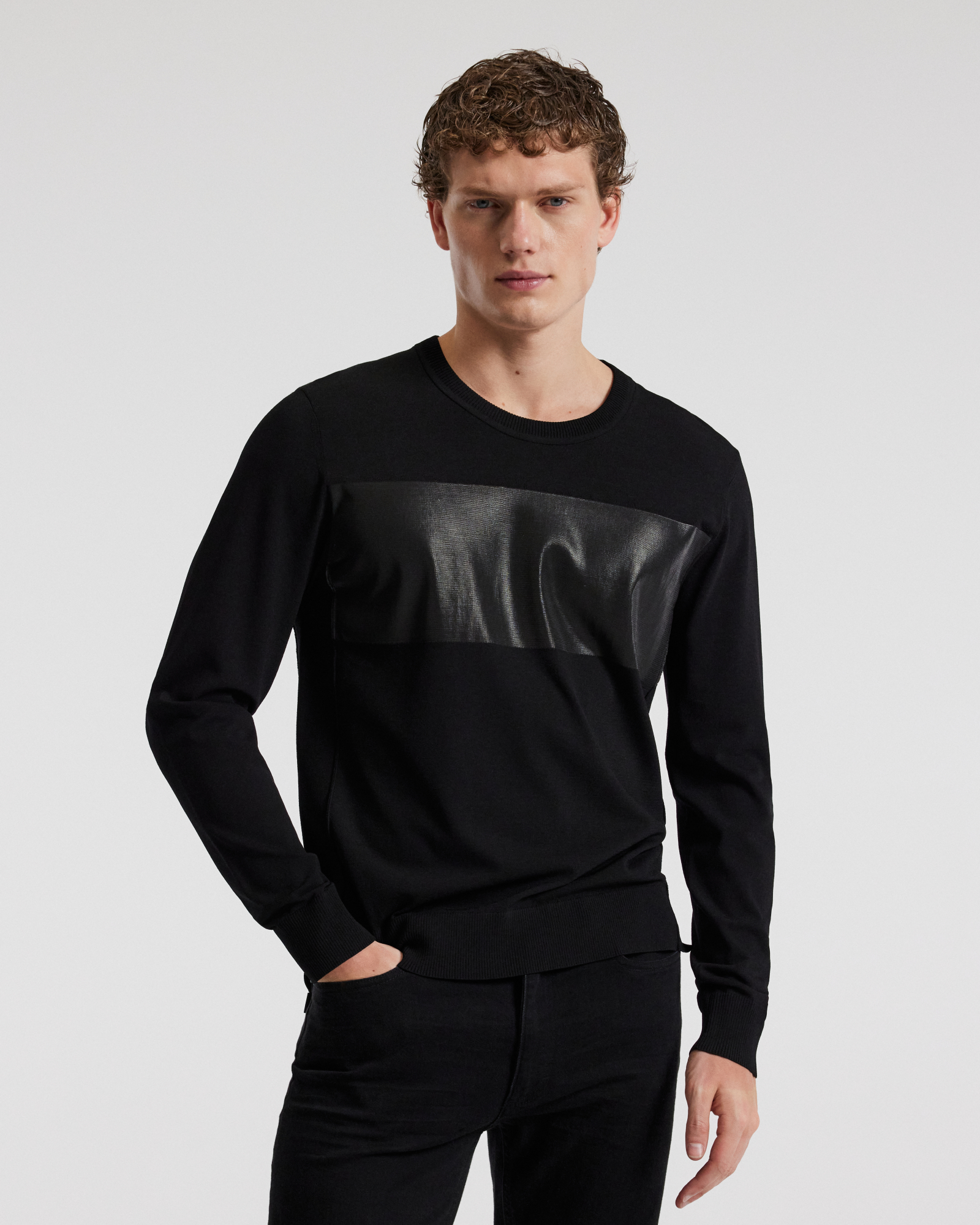 Bonded Stripe Sweater Black