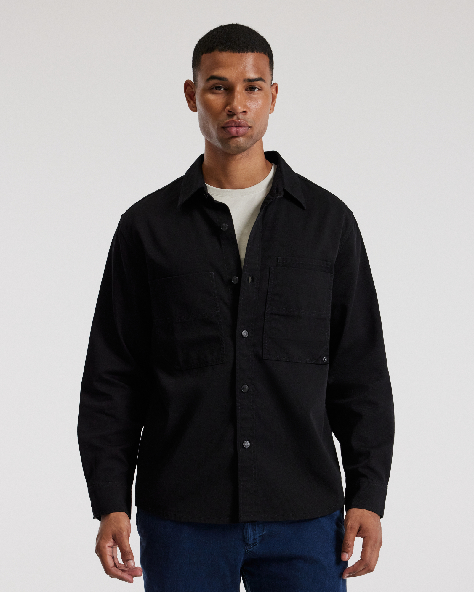 Cotton Double Pocket Shirt Black