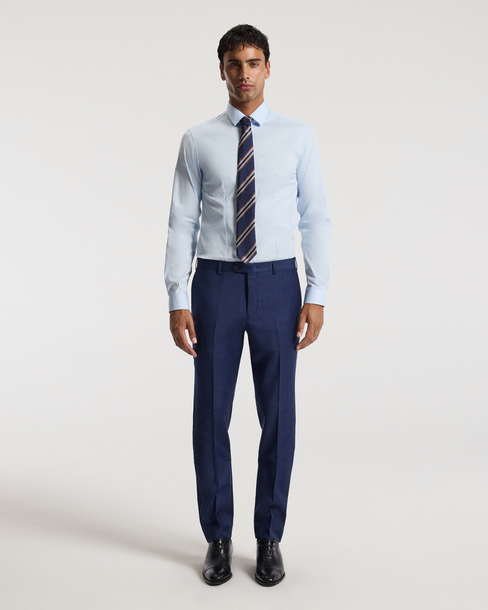 Micro Check Wool Suit Pants Royal Blue
