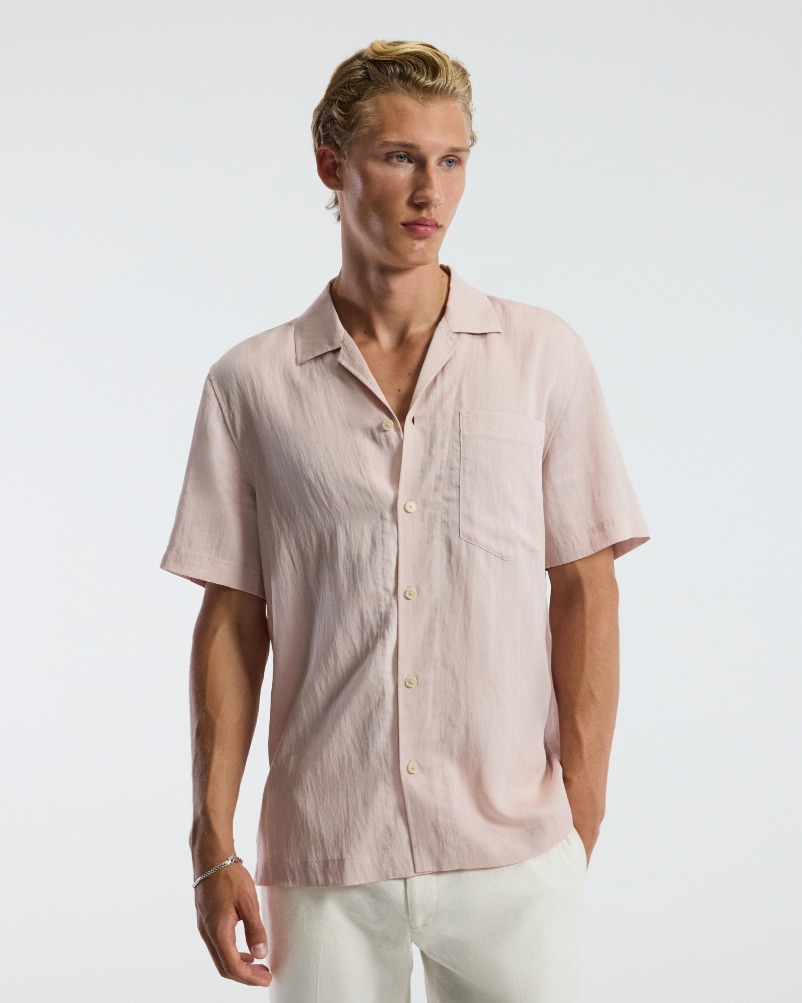 Washed Twill Short Sleeve Shirt Musk