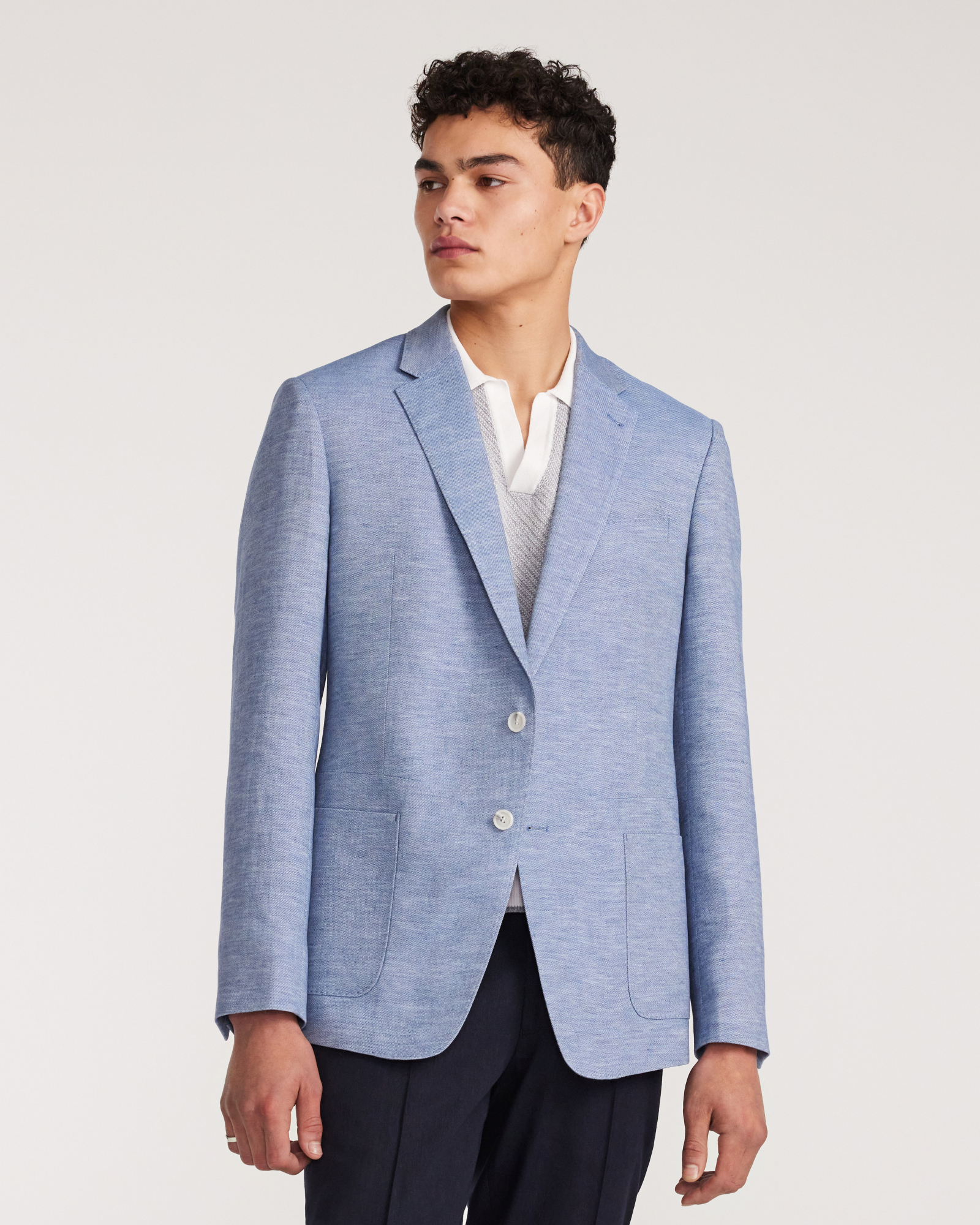 Lyocell Linen Blazer Blue
