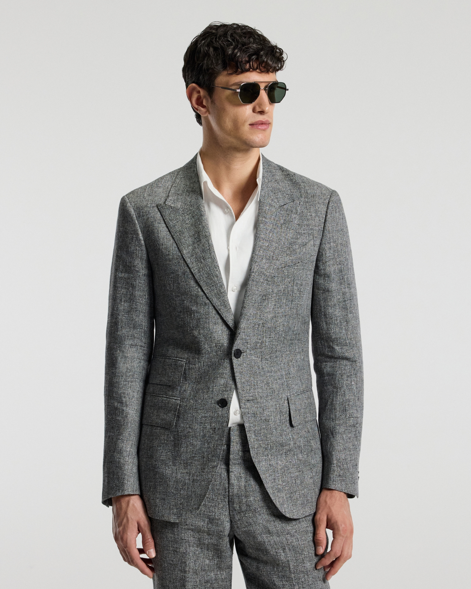 Melange Linen Suit Jacket Iron