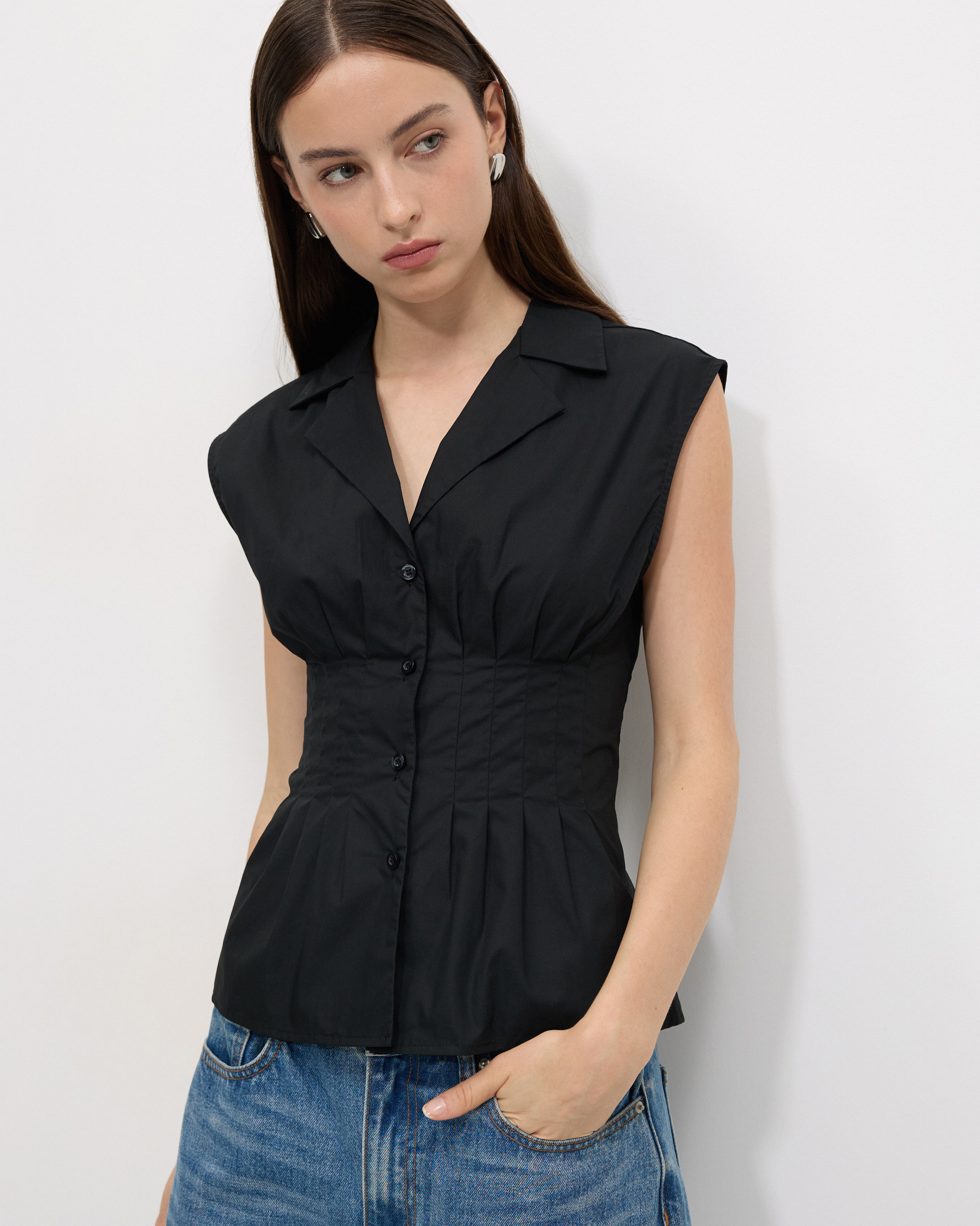 Tucked Sleeveless Shirt