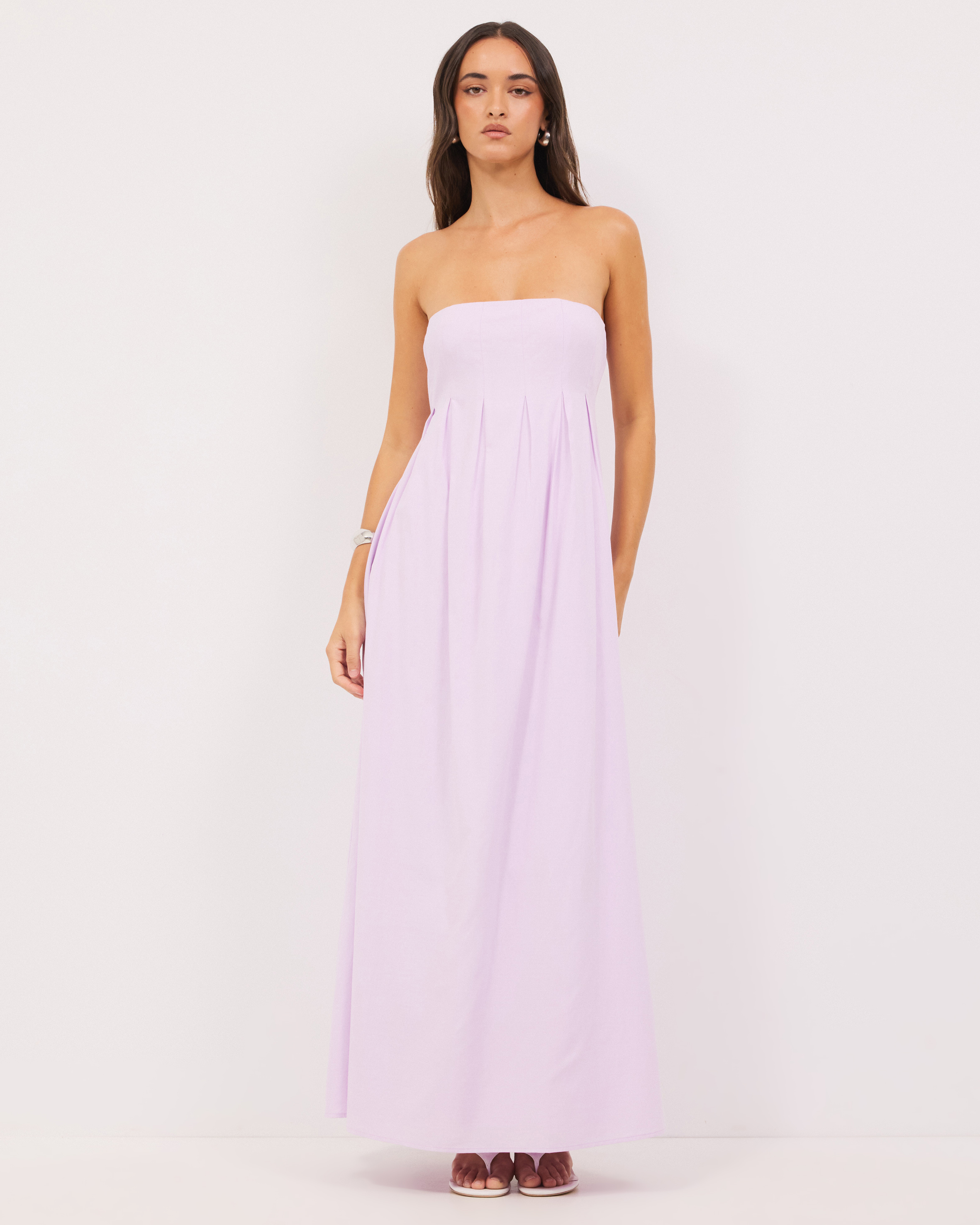 Karina Pleated Strapless Maxi Dress