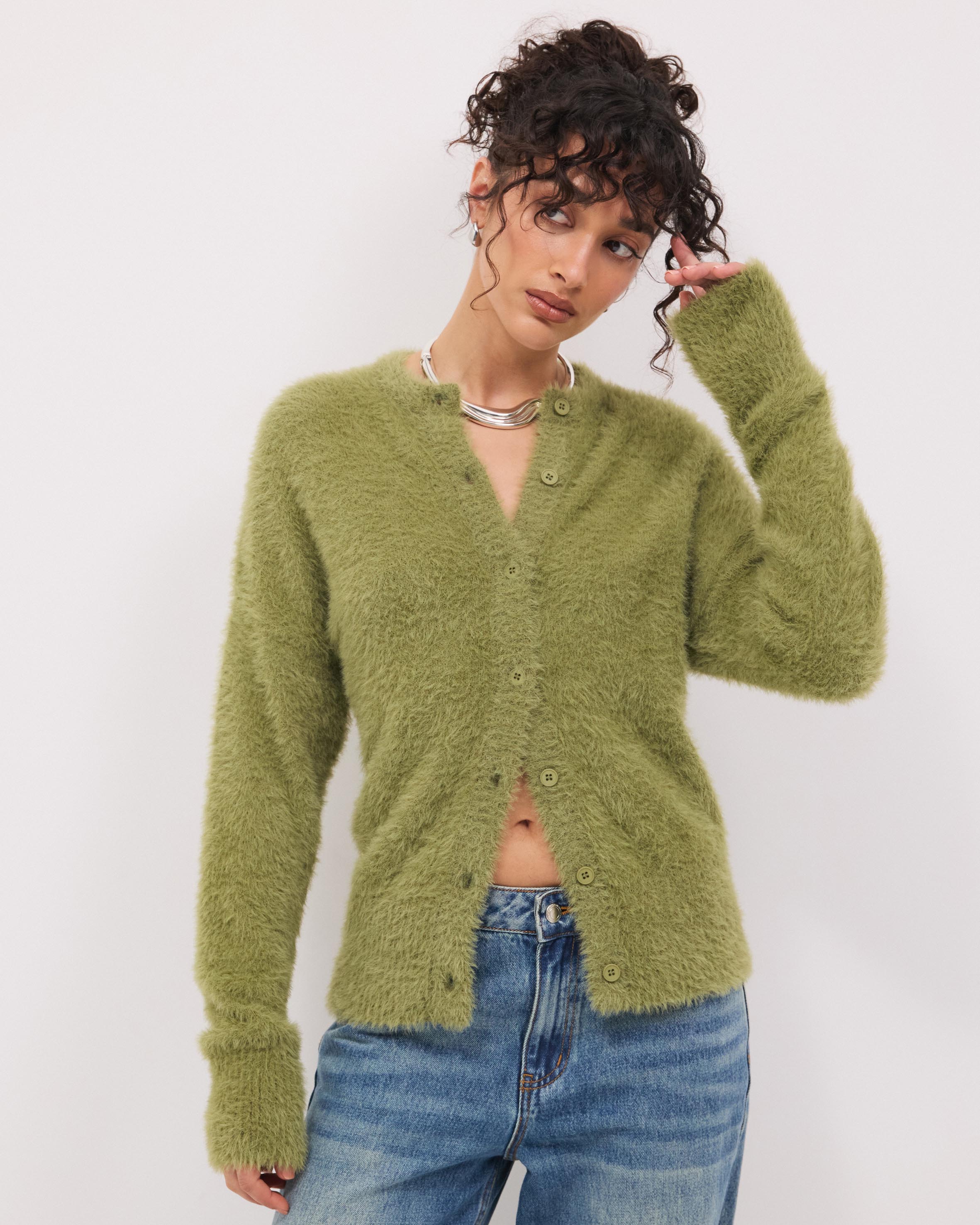 Rae Fluffy Knit Cardigan
