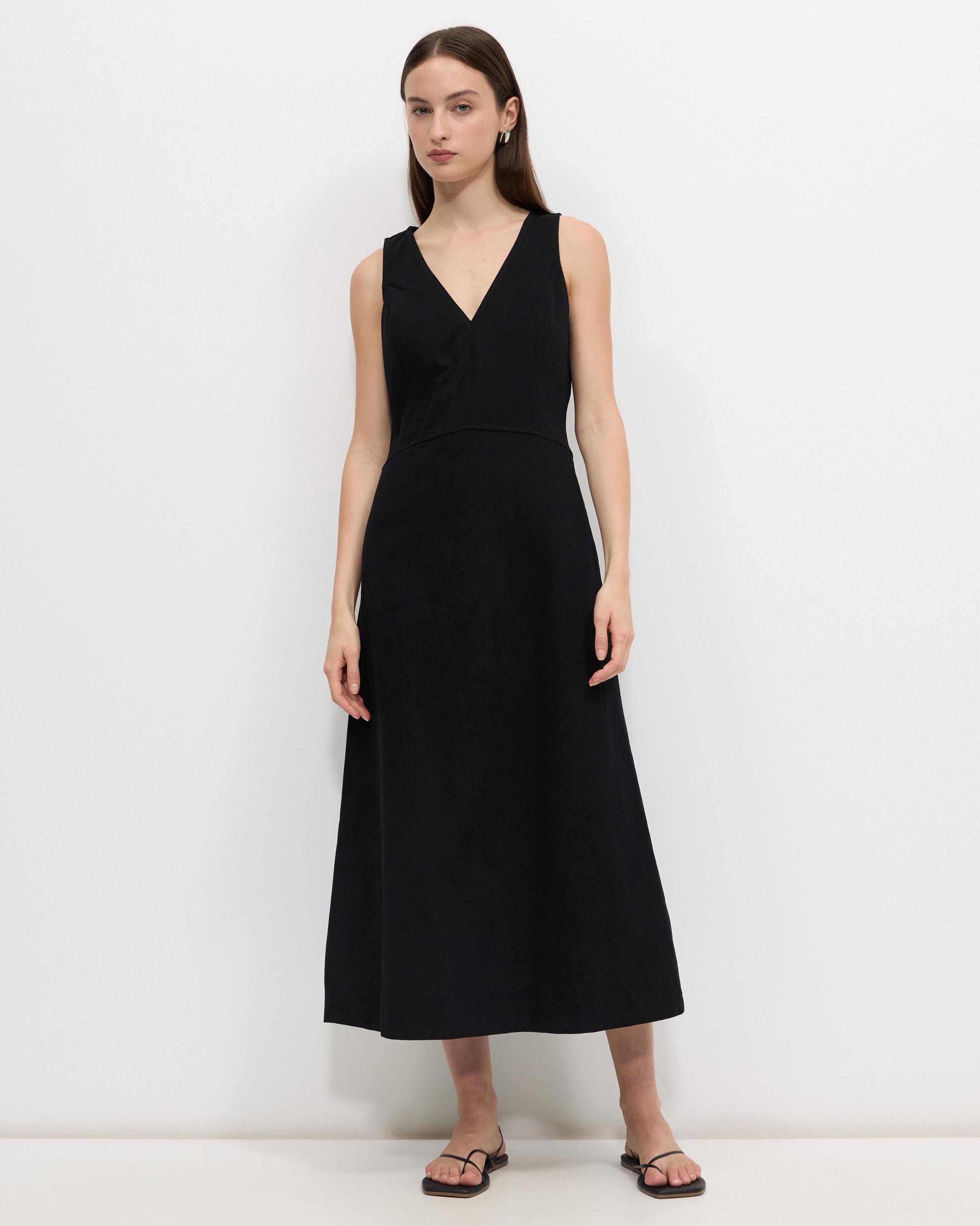 Matt Cotton Twill Midi Dress