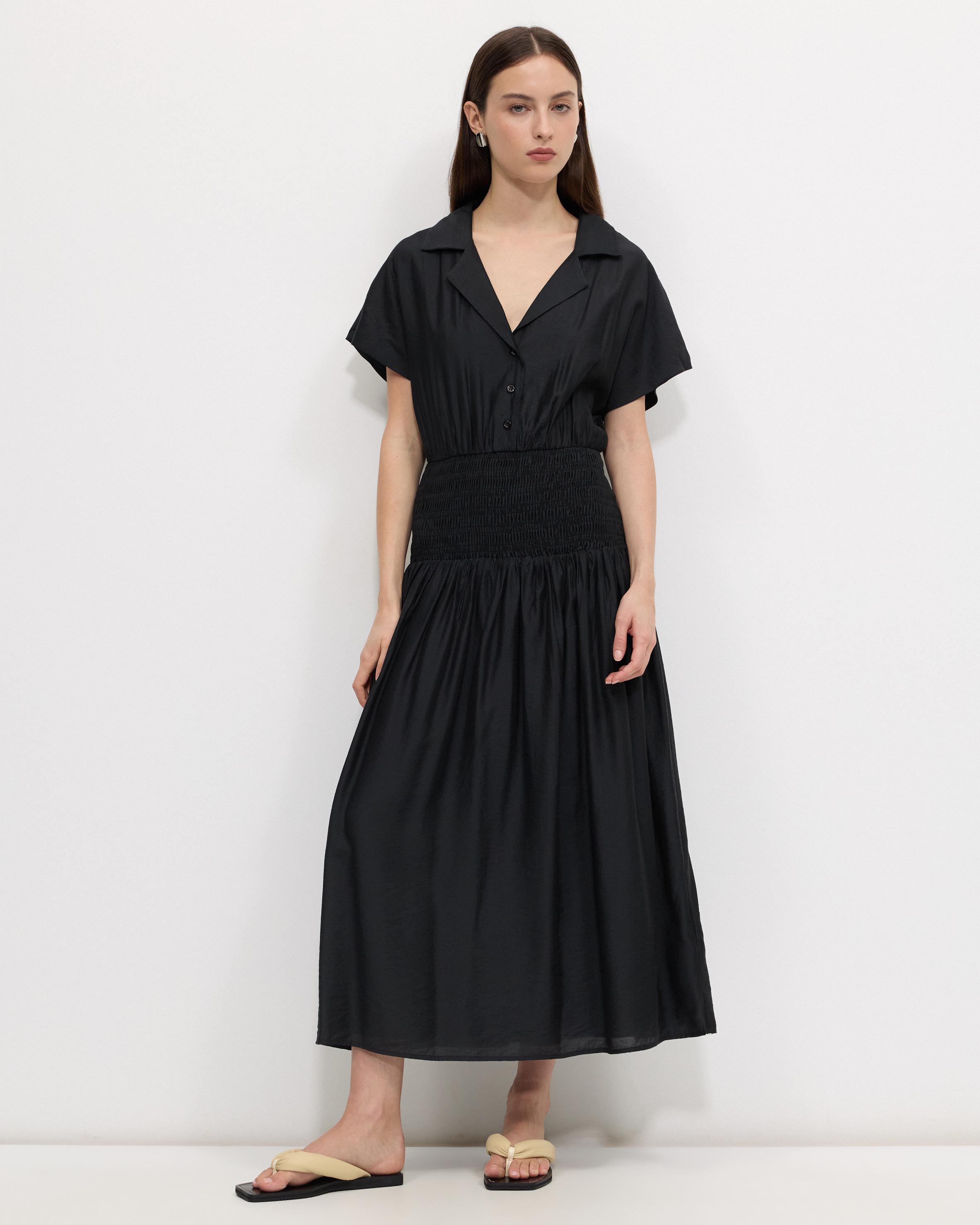 Malik Shirred Waist Shirt Dress