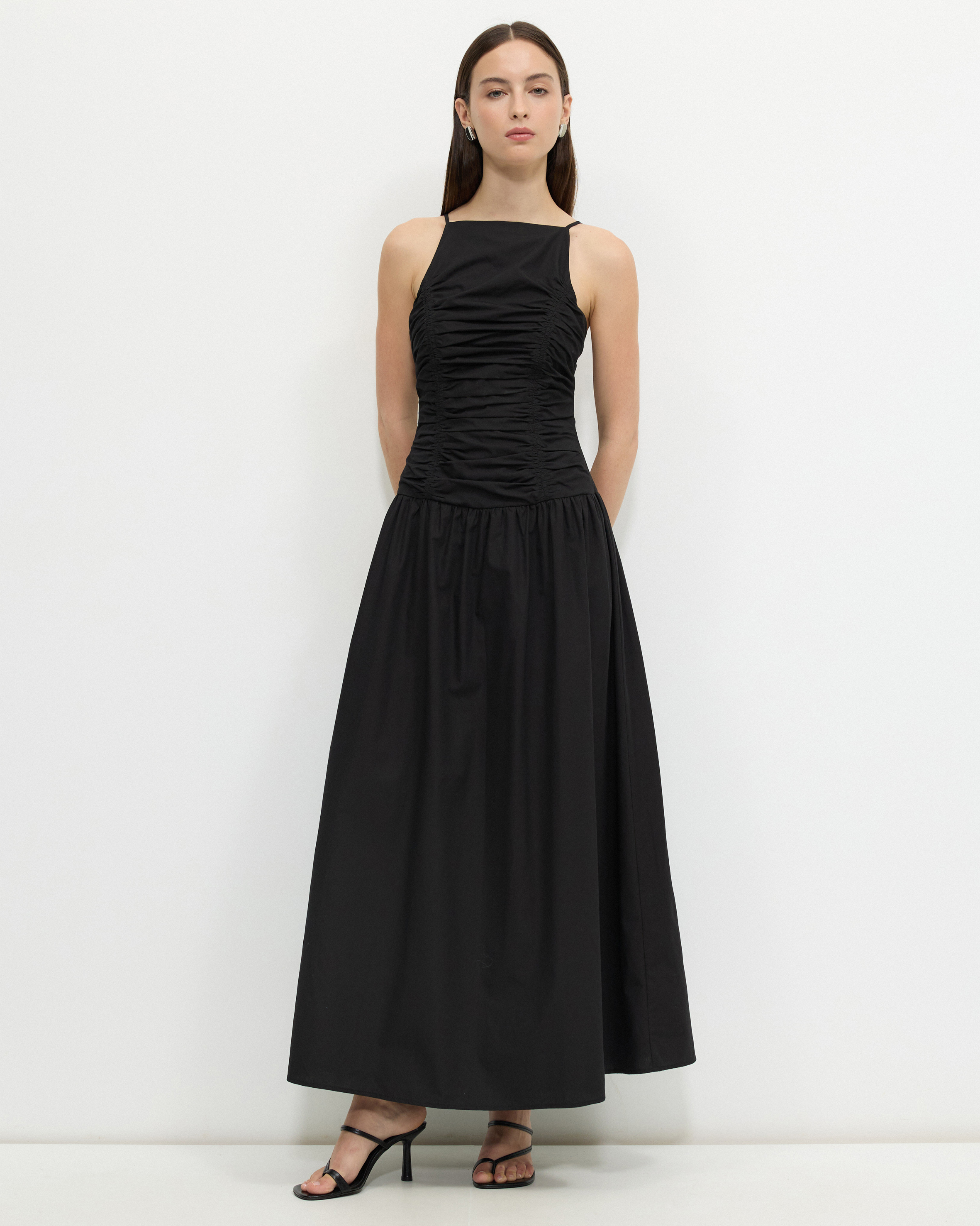 Drop Waist Gathered Maxi Dress
