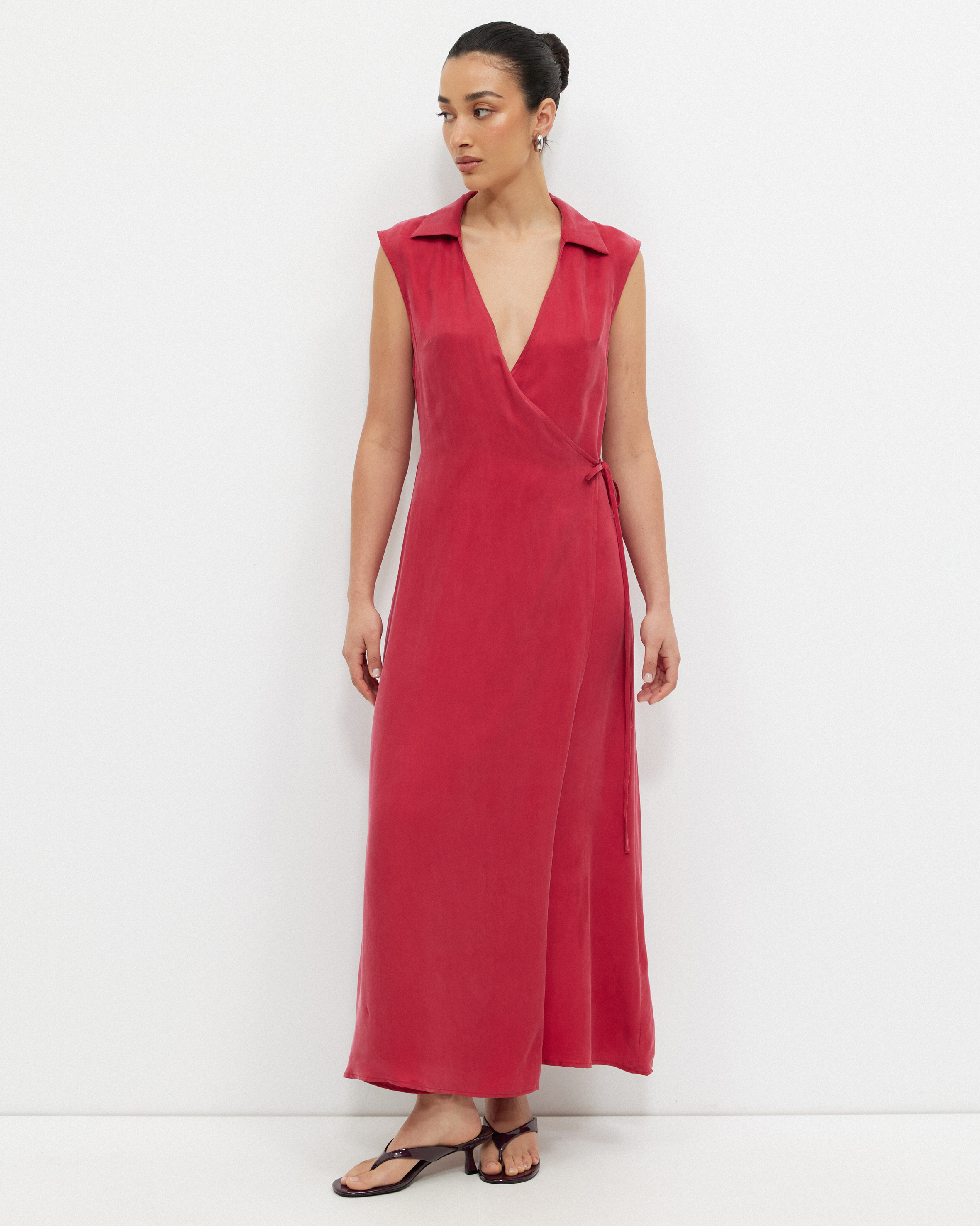 Cupro Sleeveless Wrap Dress