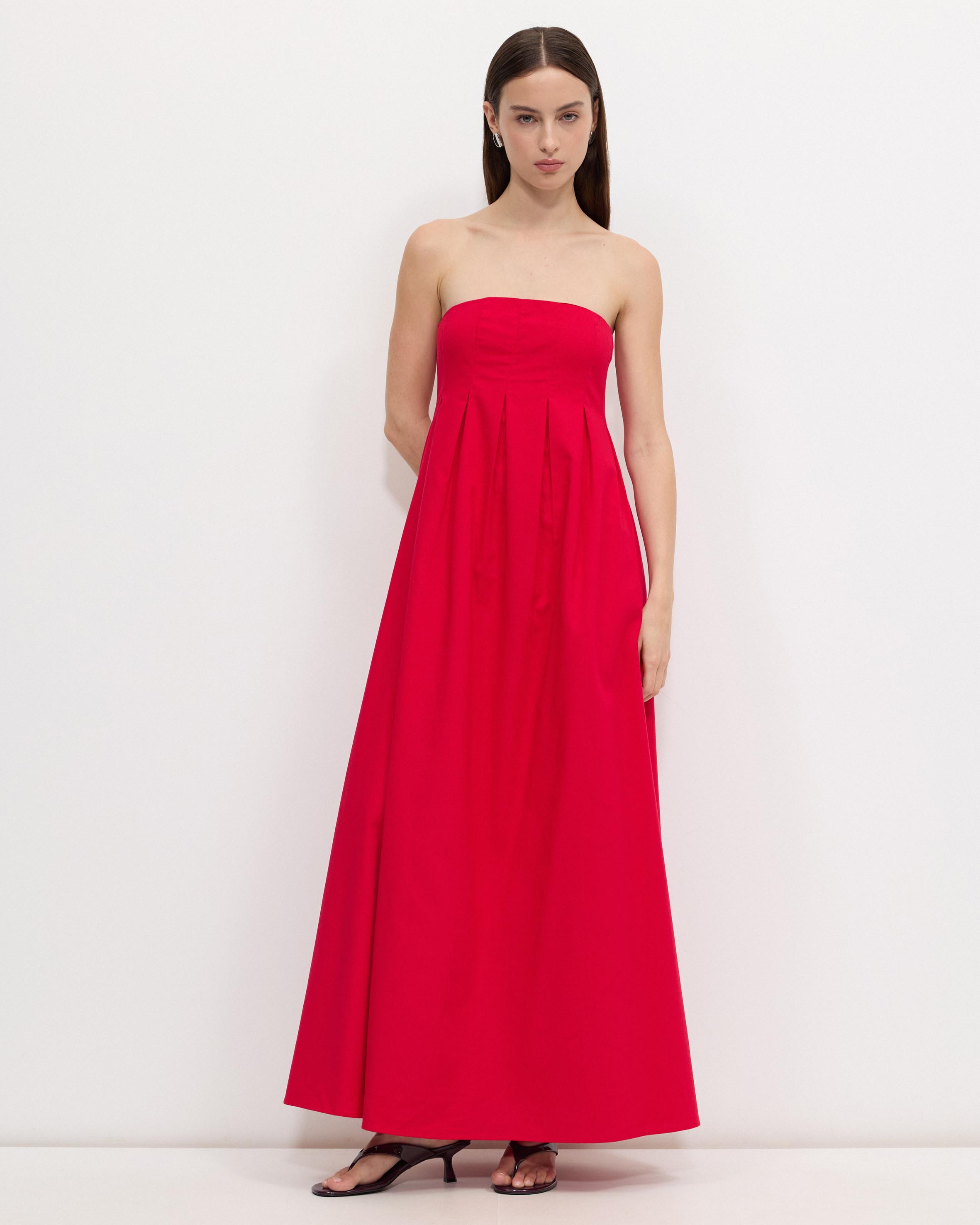 Karina Pleated Strapless Maxi Dress