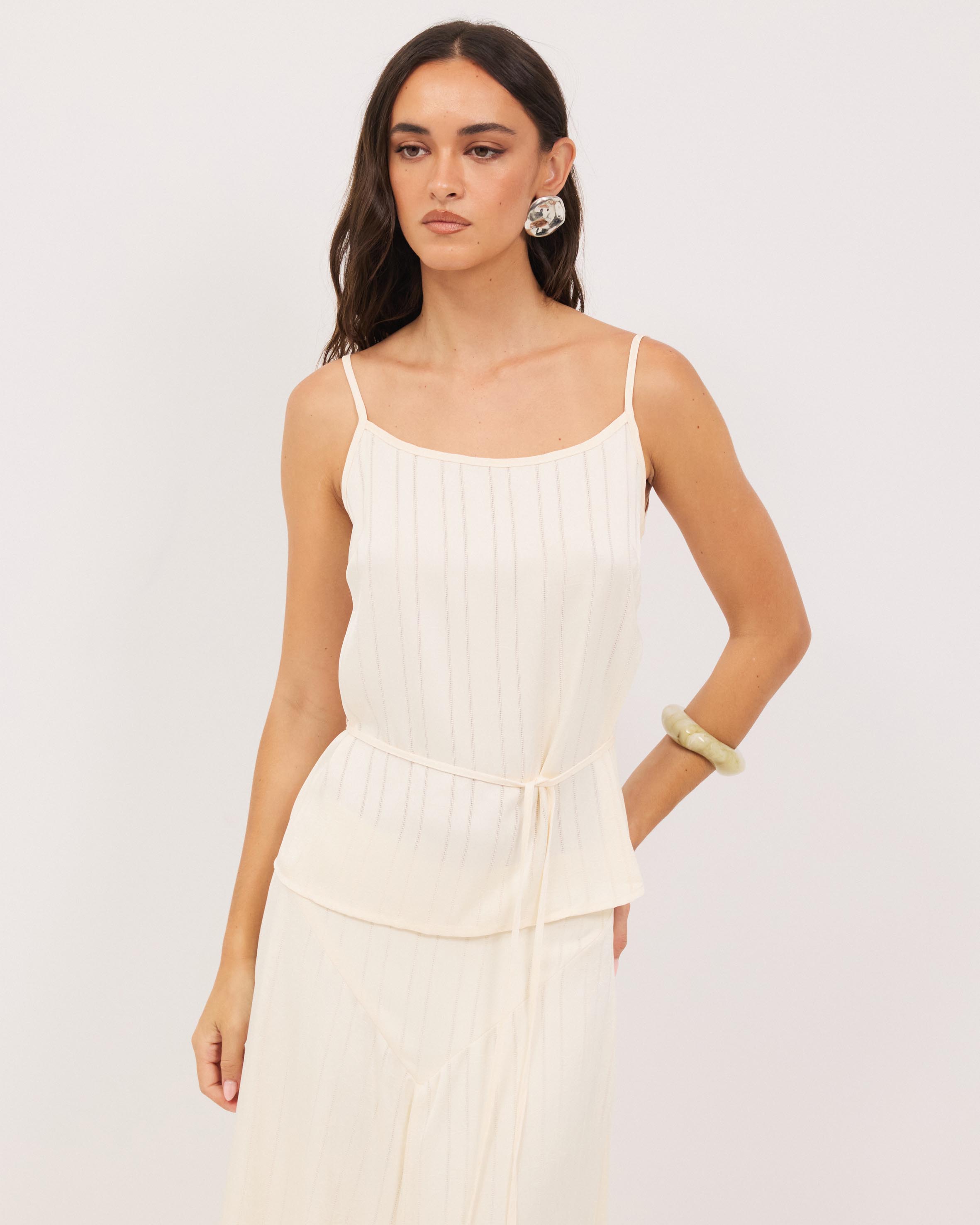 Sayer Satin Boat Neck Top