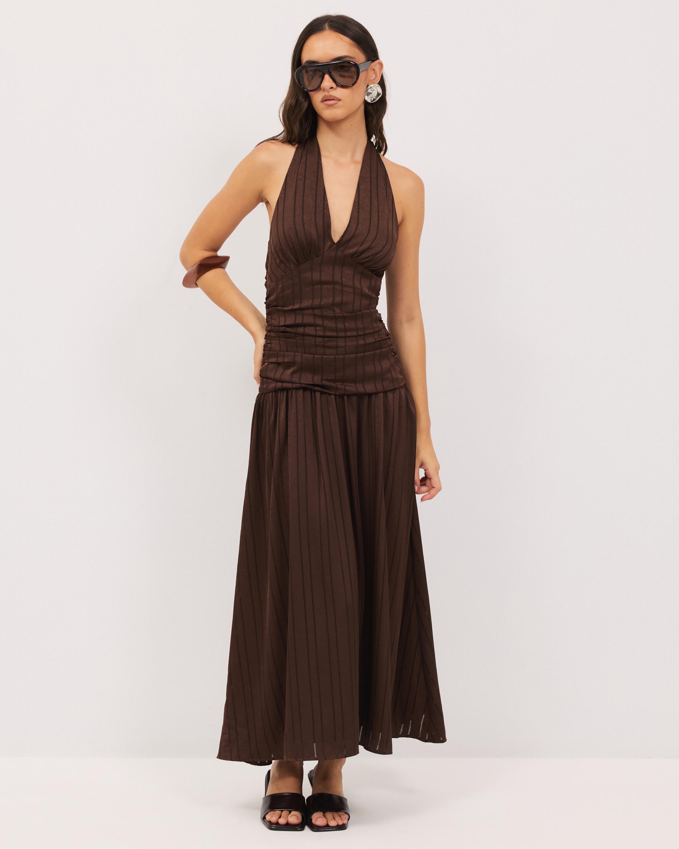 Sayer Satin Midi Halter Dress