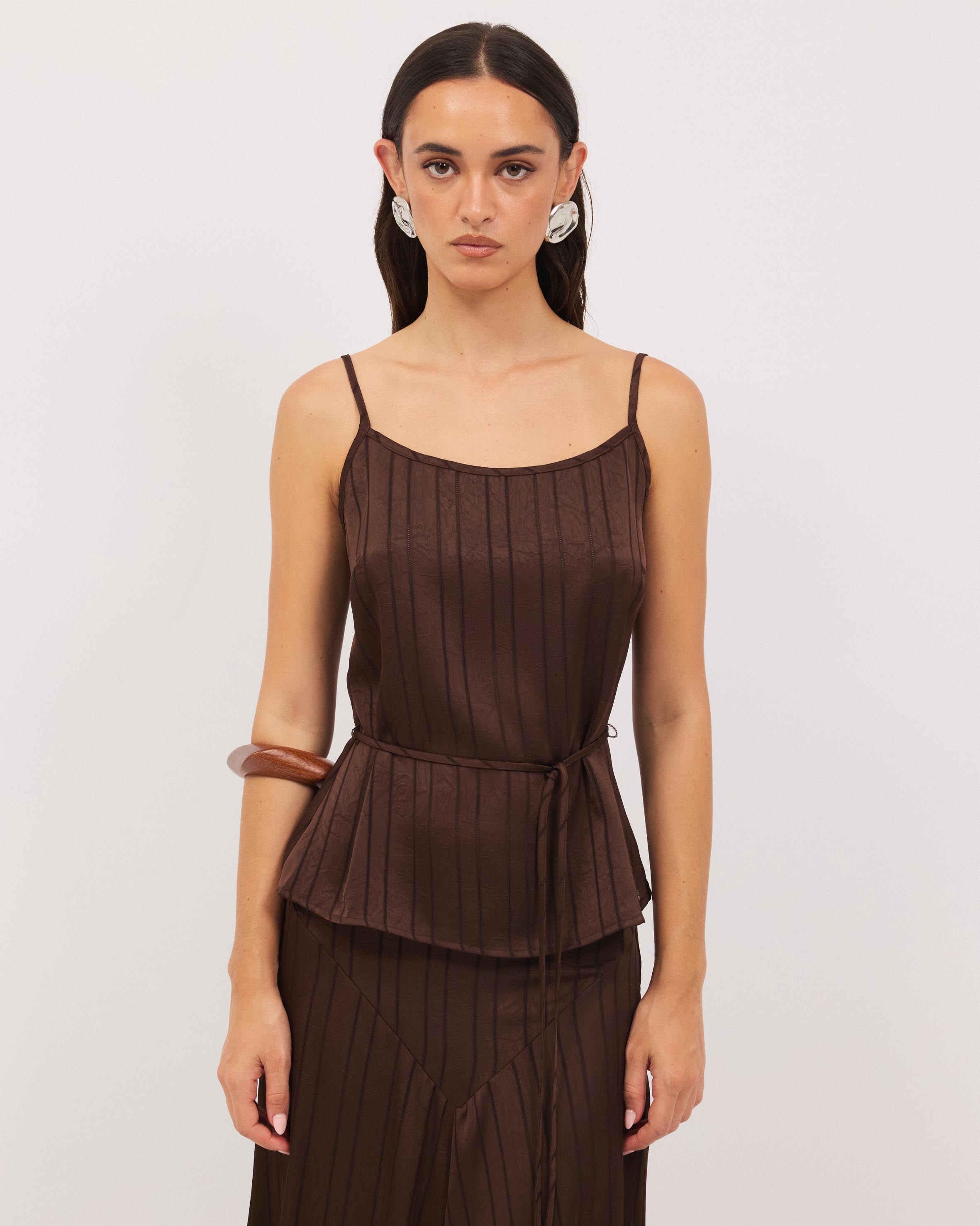 Sayer Satin Boat Neck Top