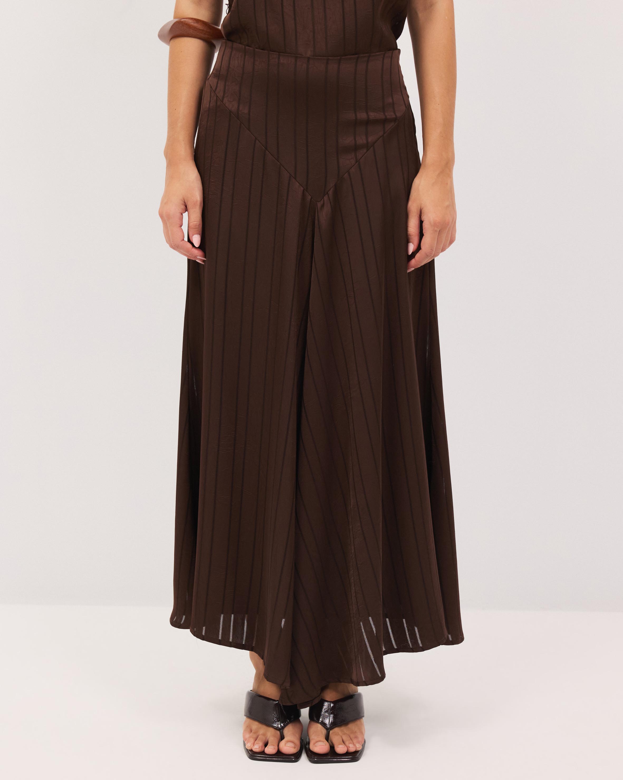 Sayer Satin Panelled Midi Skirt