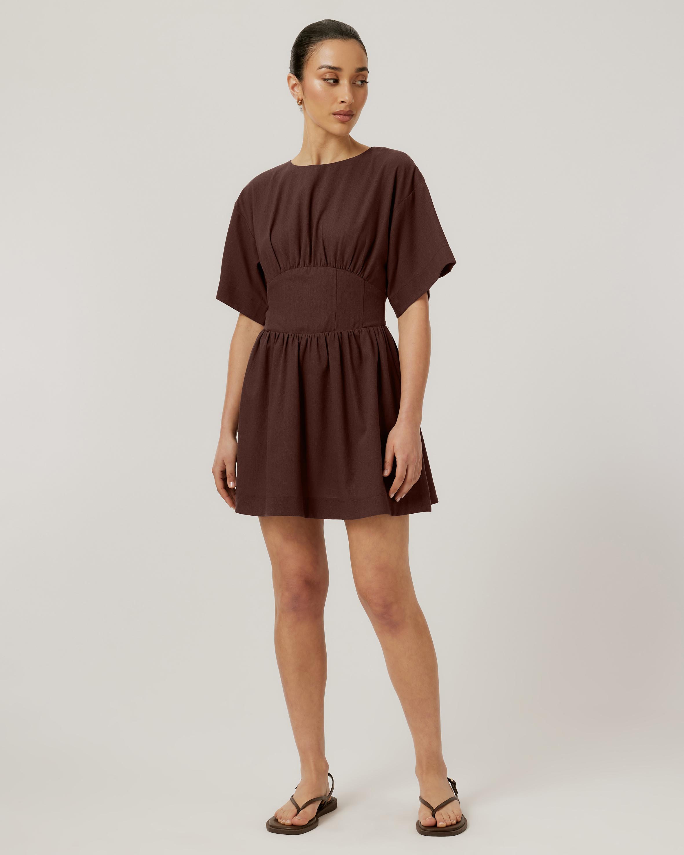 Glehn Linen Blend Mini Dress