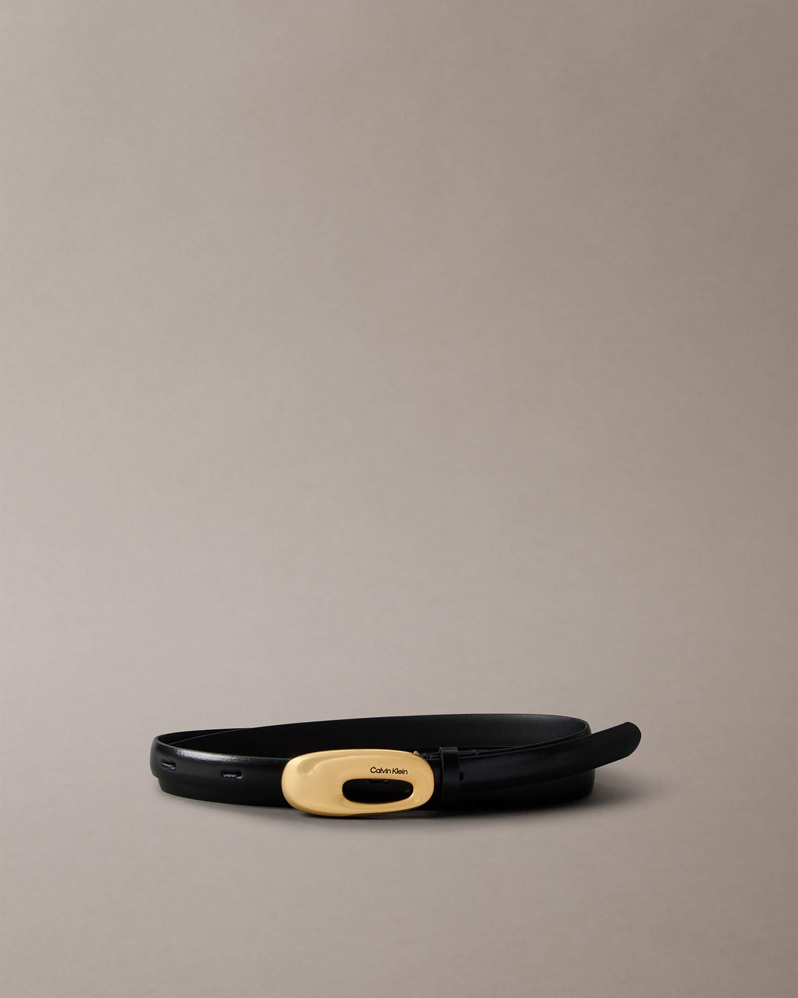 Full Grain Leather Skinny Chunky Buckle Belt