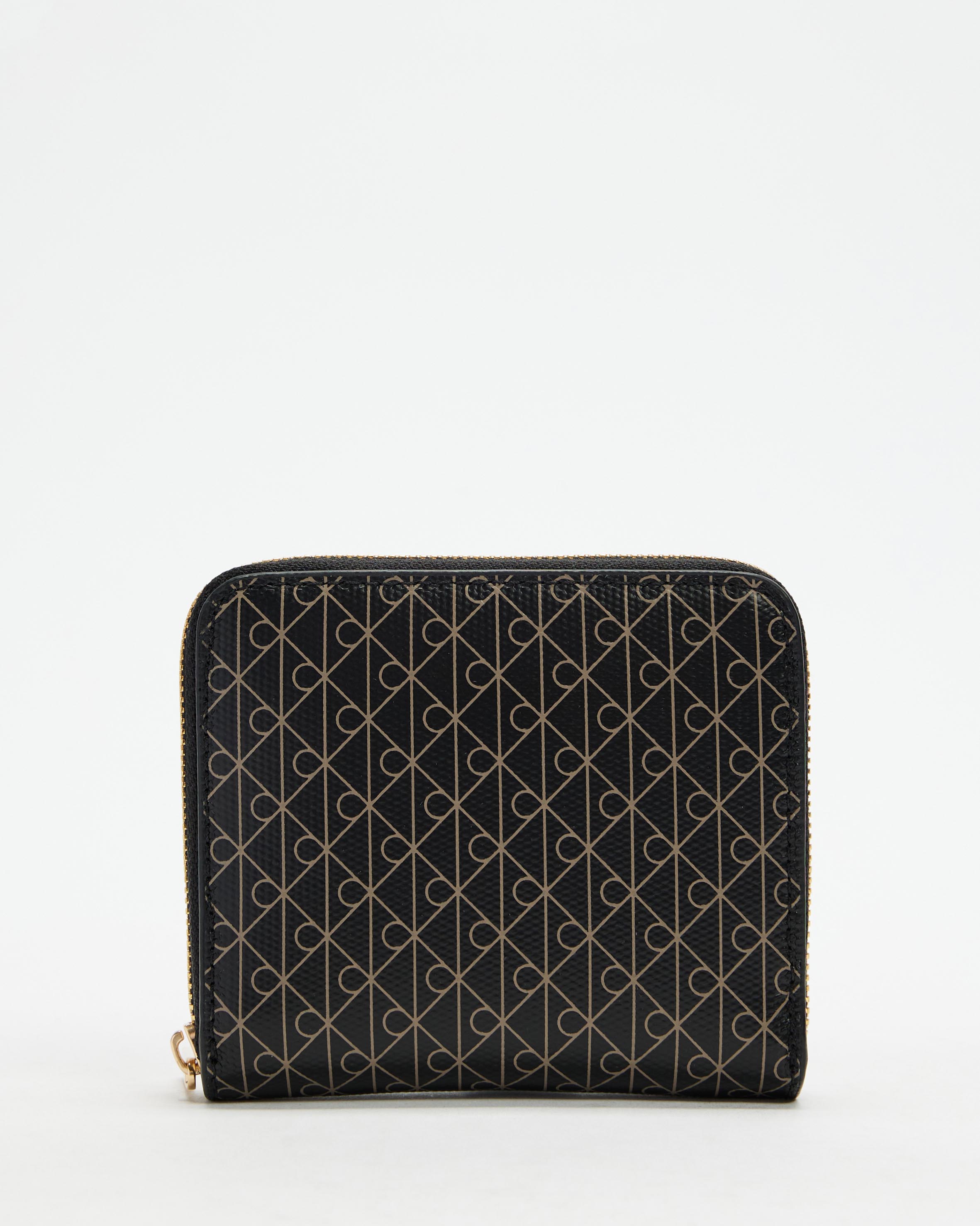 Emblem Allover Print Square Zip Around Wallet