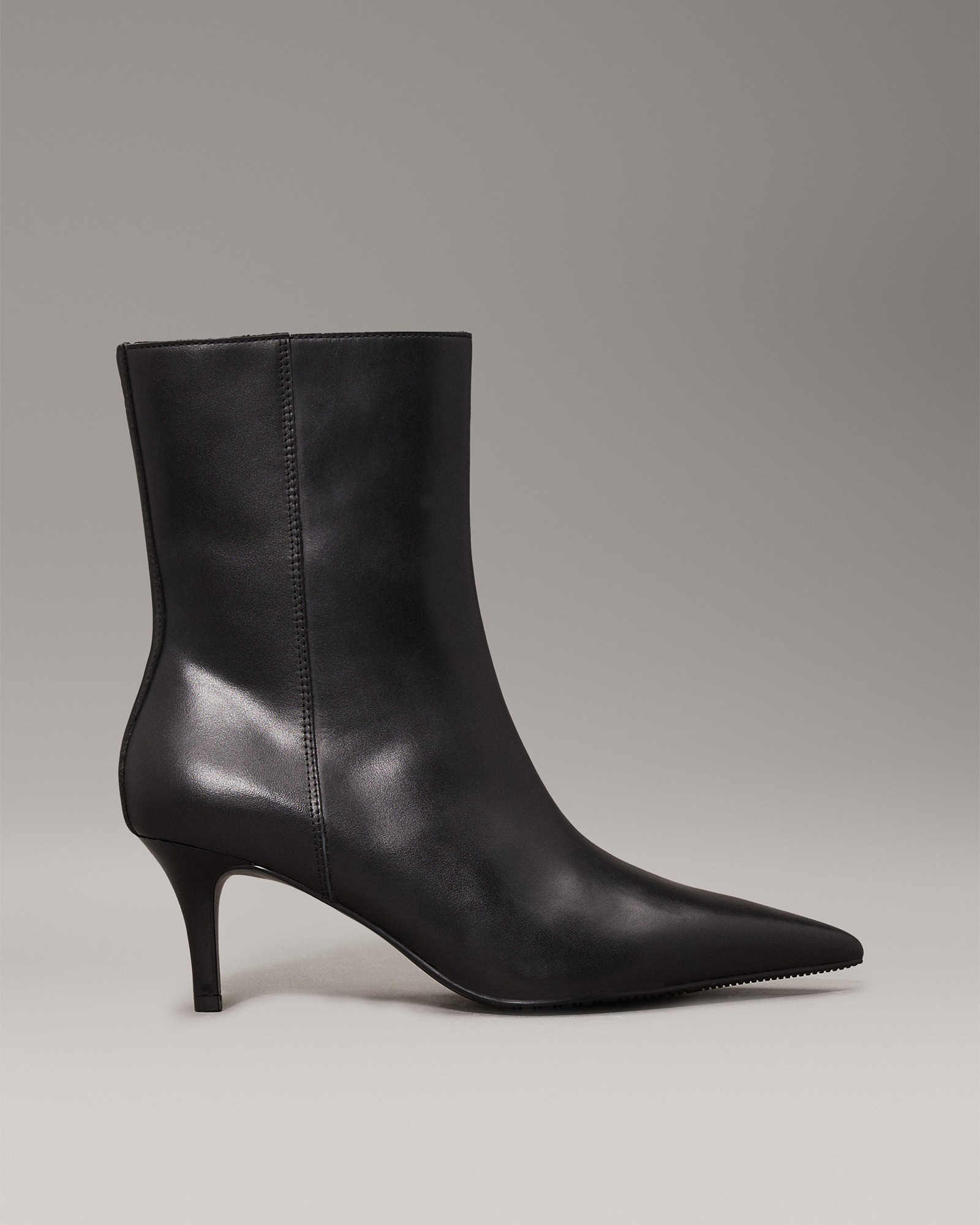 Leather Stiletto Kitten Heeled Boots