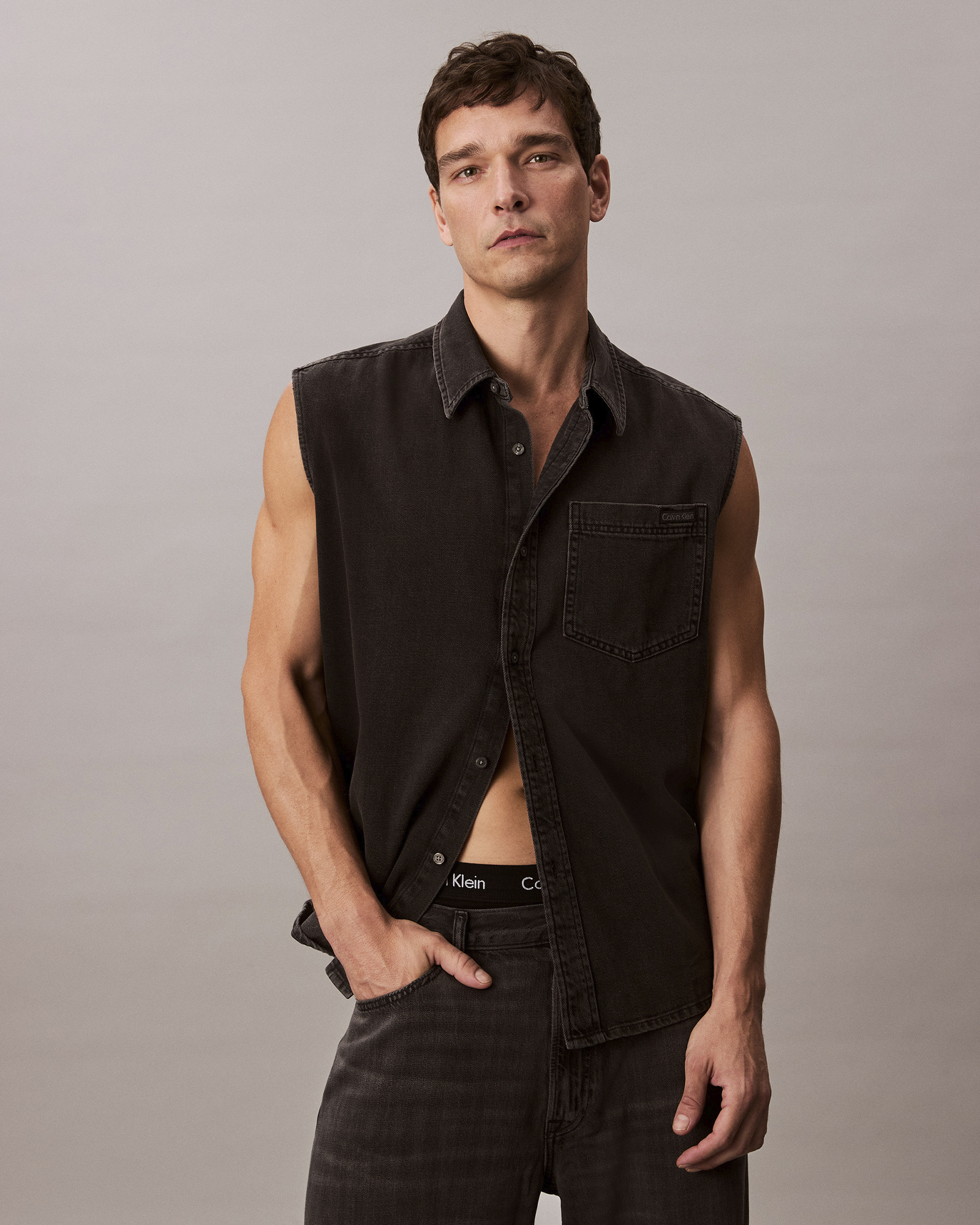Sleeveless Denim Shirt