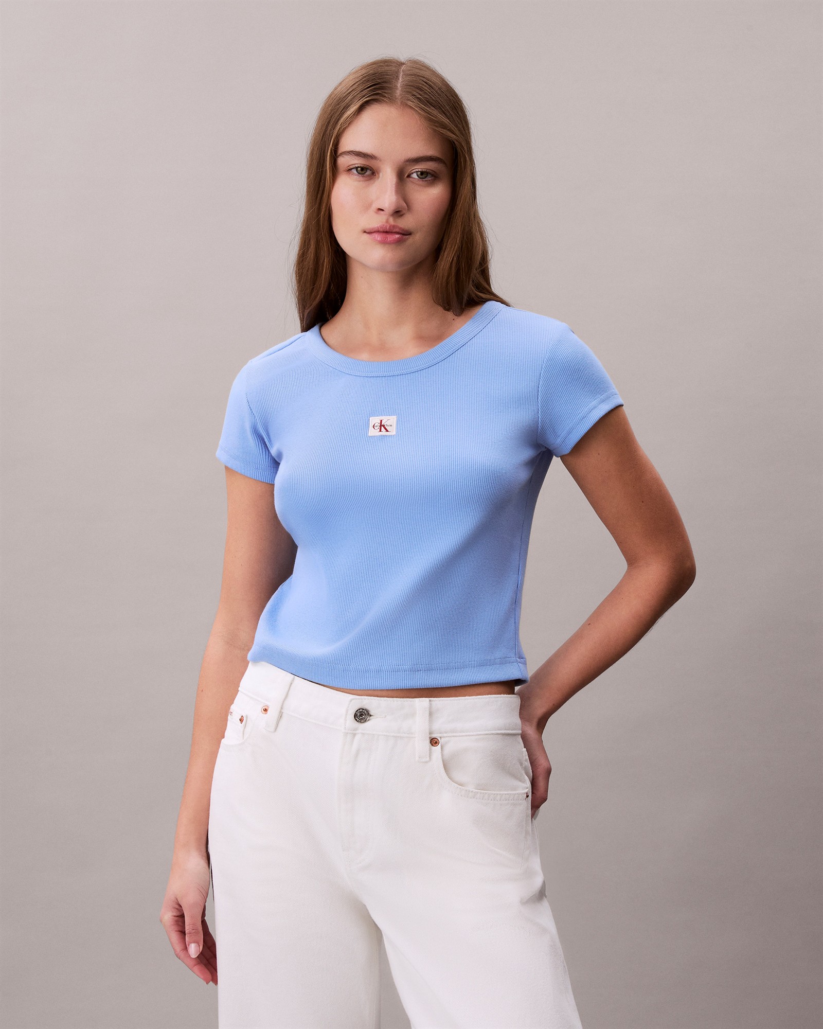 Woven Monogram Logo Slim T-Shirt