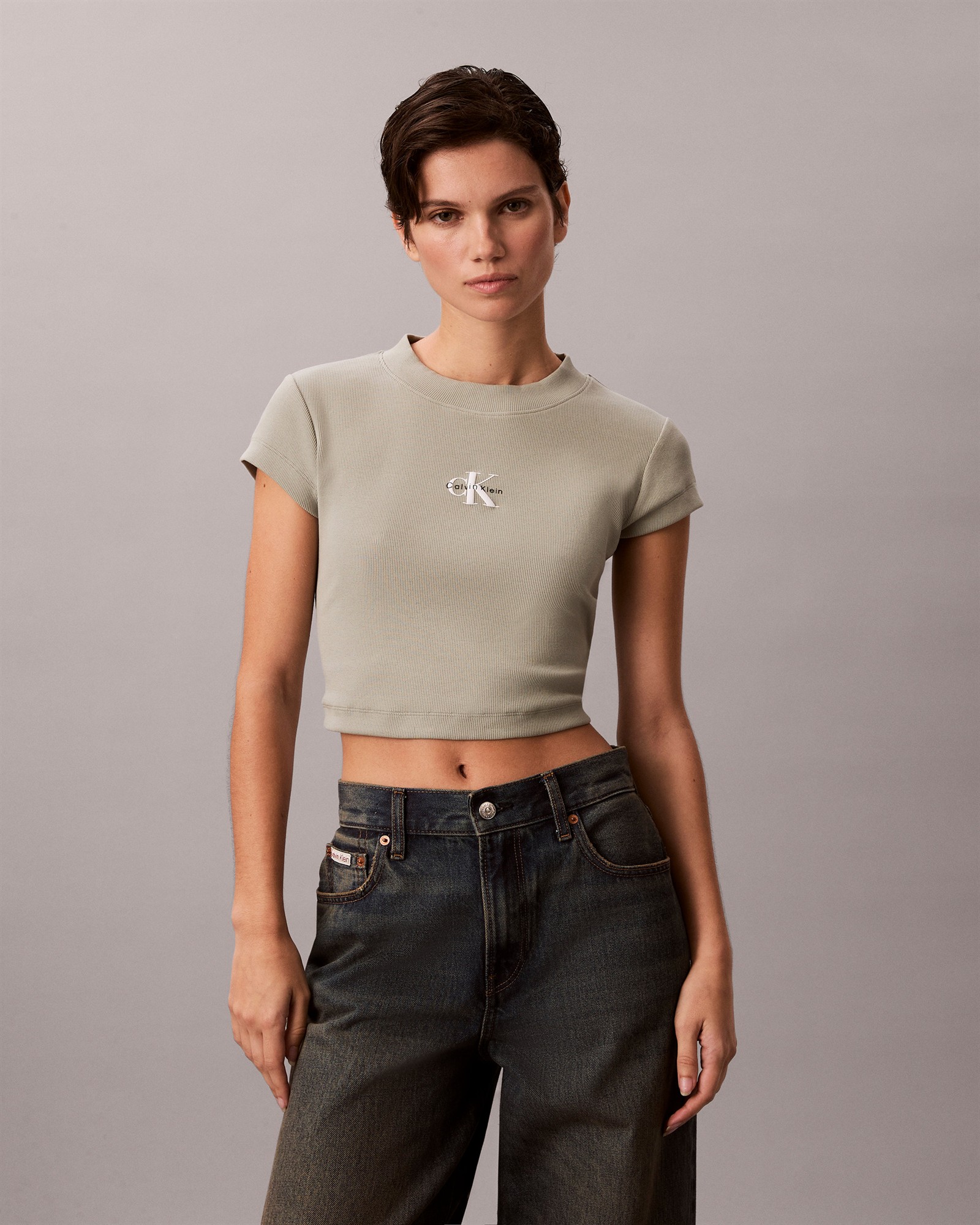 Monogram Logo Ribbed Baby Tee
