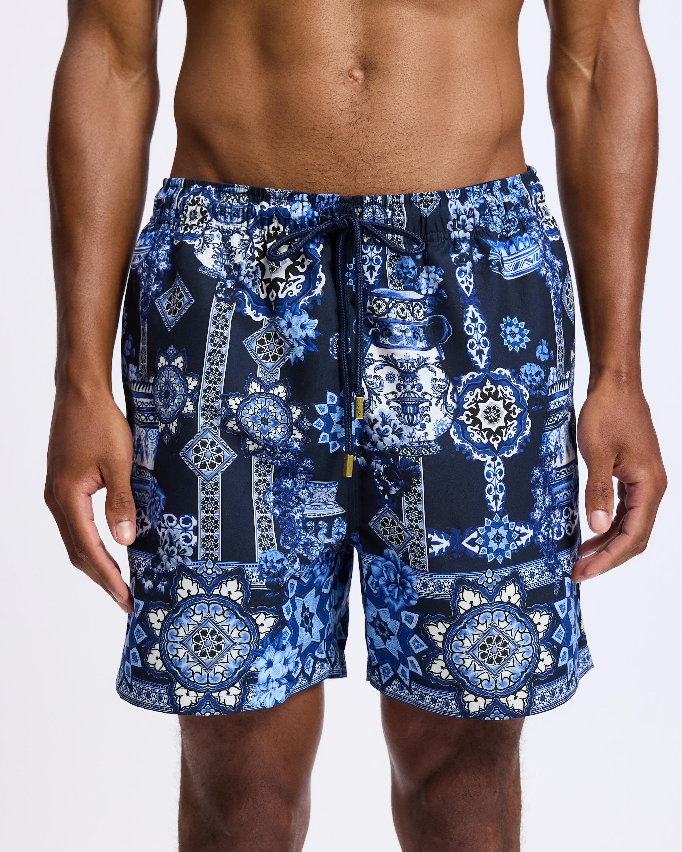 Mid Length Boardshorts With Elastic Waist