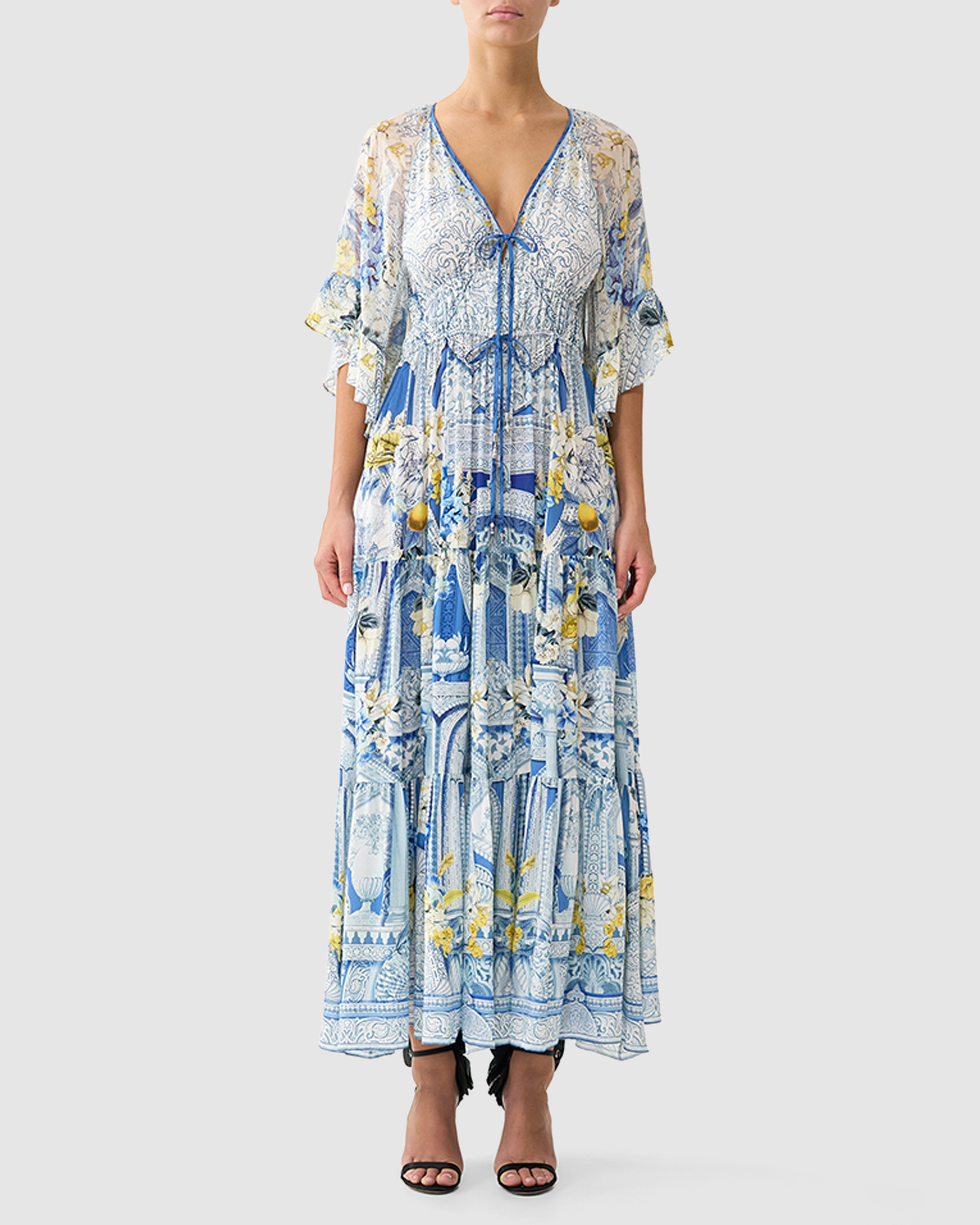 Ruffle Sleeve Long Dress