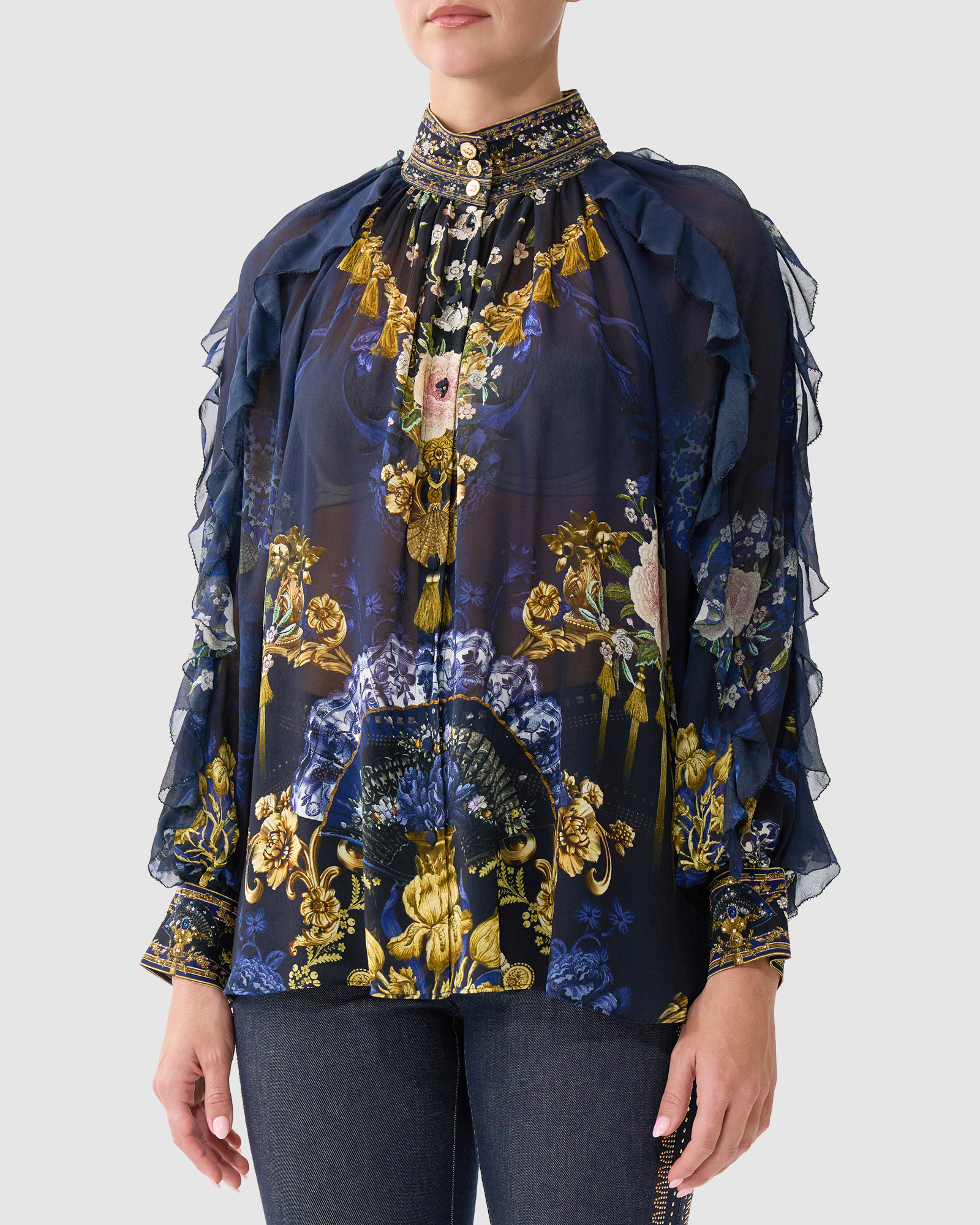 Relaxed Blouse With Frill Sleeve Detail